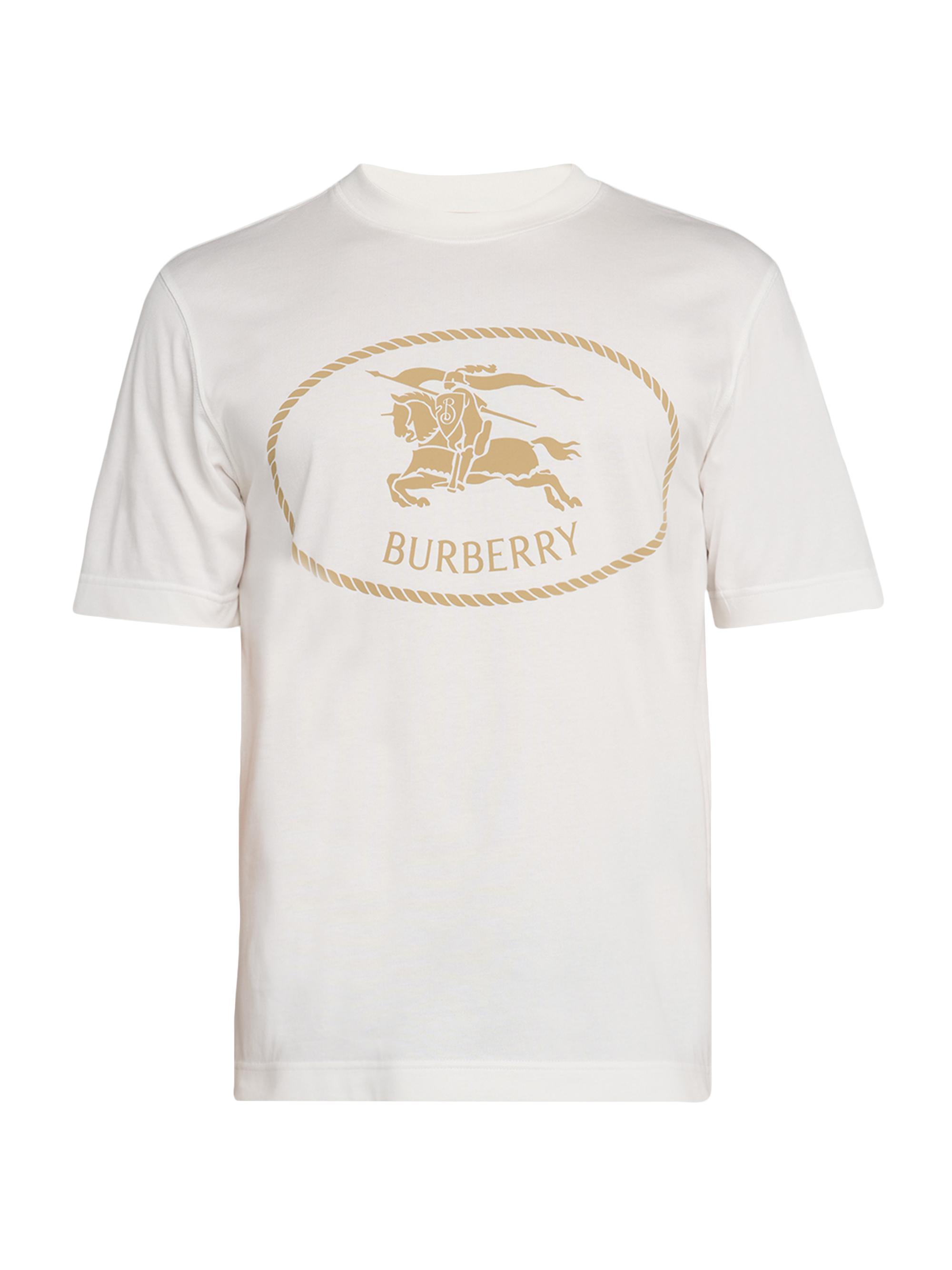 Burberry Men's Knight Stamp Cotton Crewneck T-Shirt - White