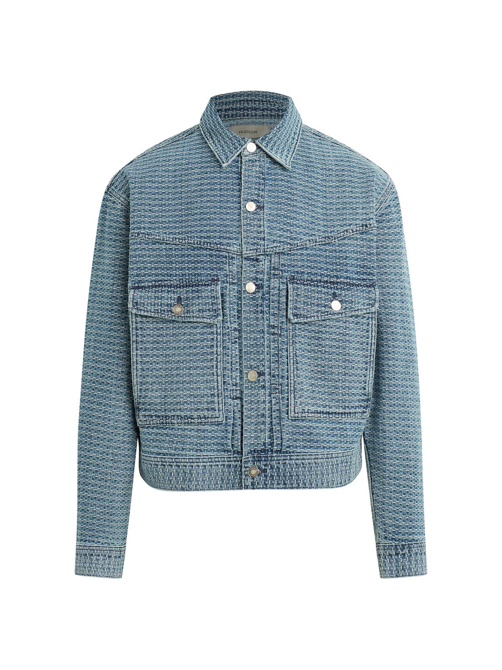 Hudson Jeans Men's Jacquard Denim Trucker Jacket - Jacquard Indigo