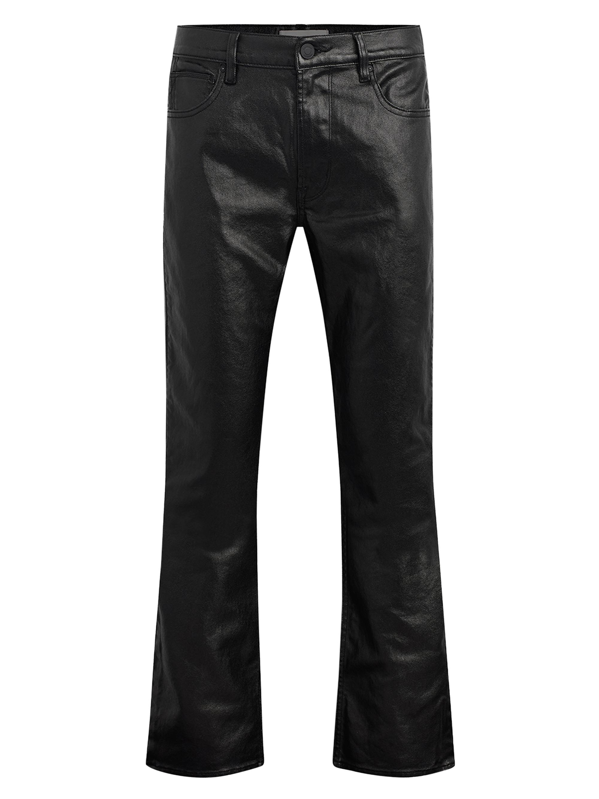 slim fit dress slacks Leather Mid-Rise Flared Trousers  Phix