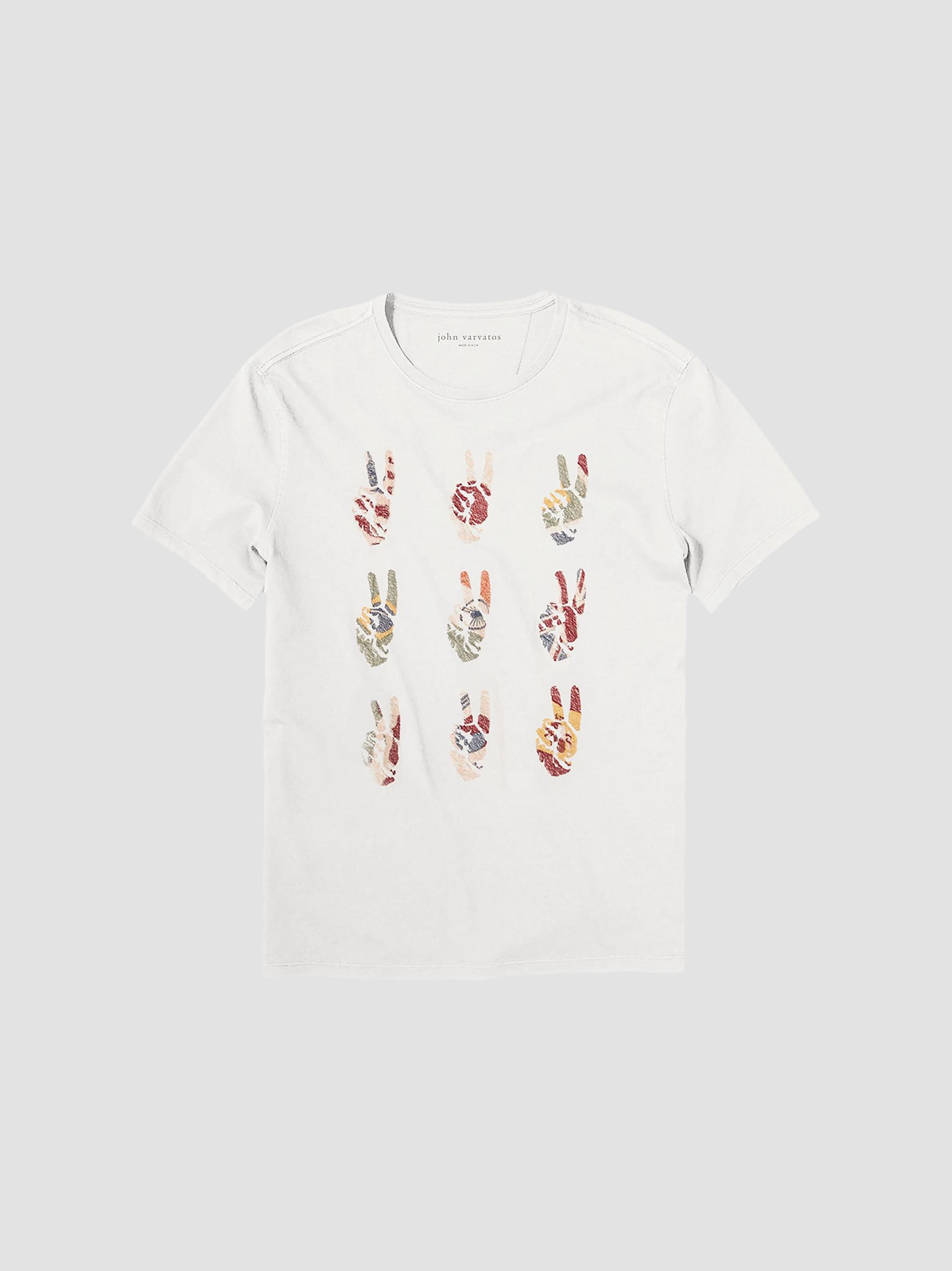 John Varvatos Star U.S.A. Men's Multi Peace Hand Crewneck T-Shirt - Salt