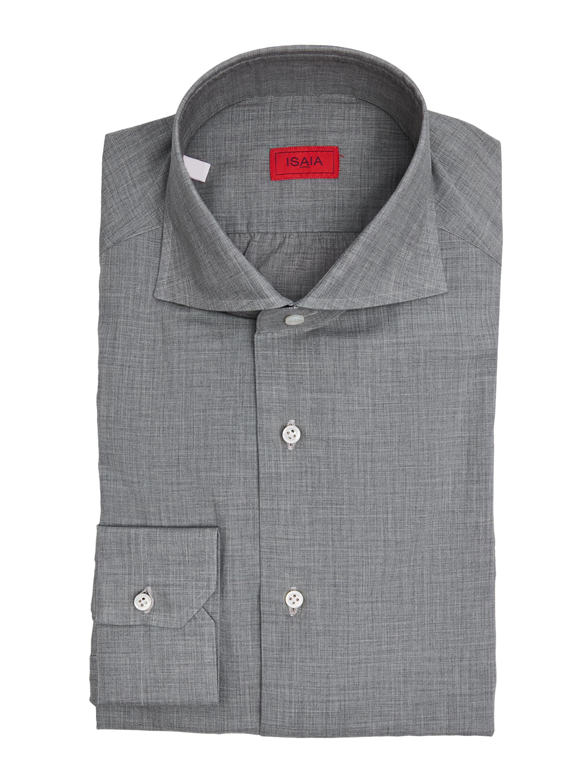 Isaia Men's Sharkskin Cotton Dress Shirt - Gray