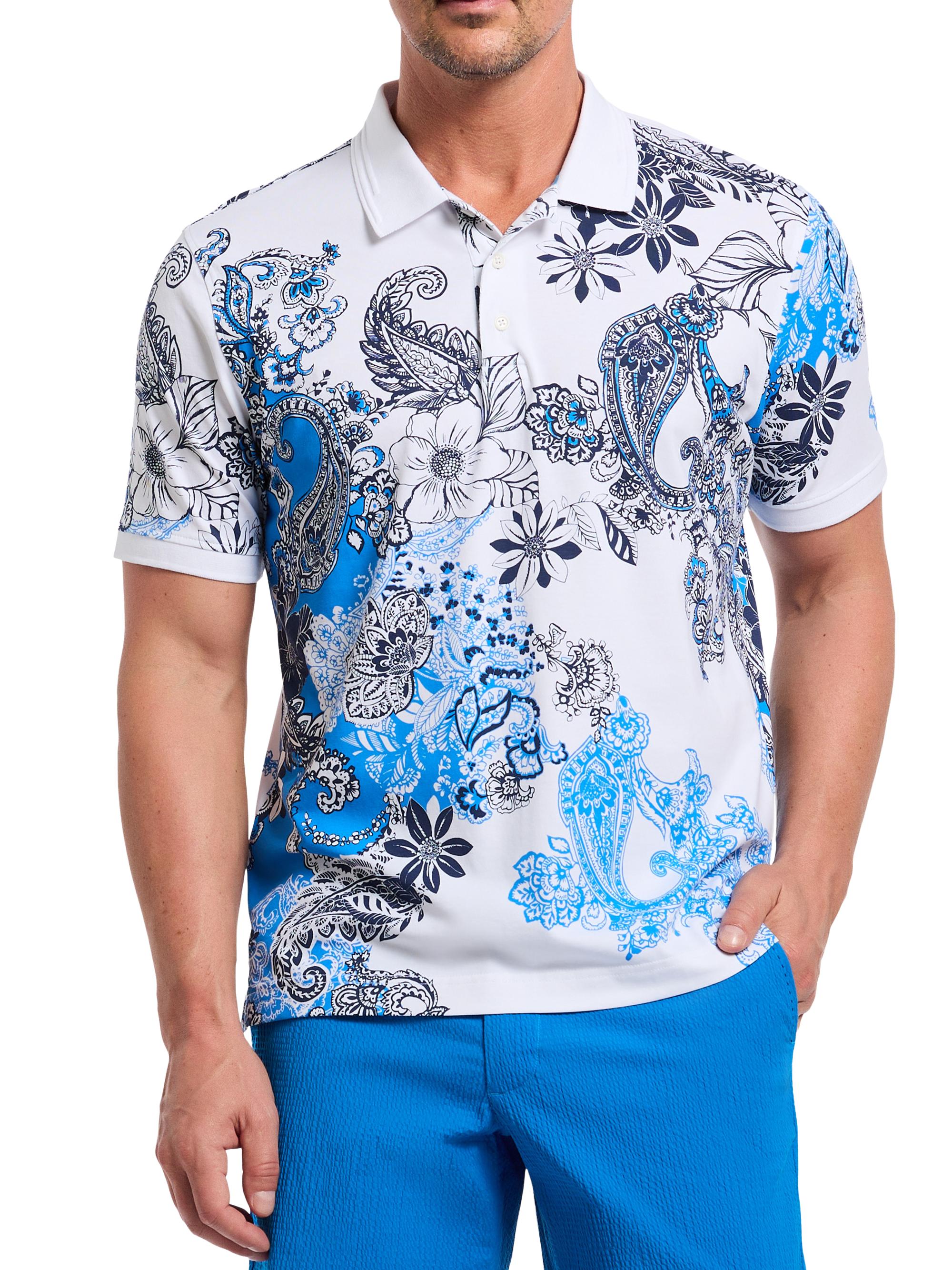 Robert Graham Men's Orzell Printed Cotton Polo Shirt - White