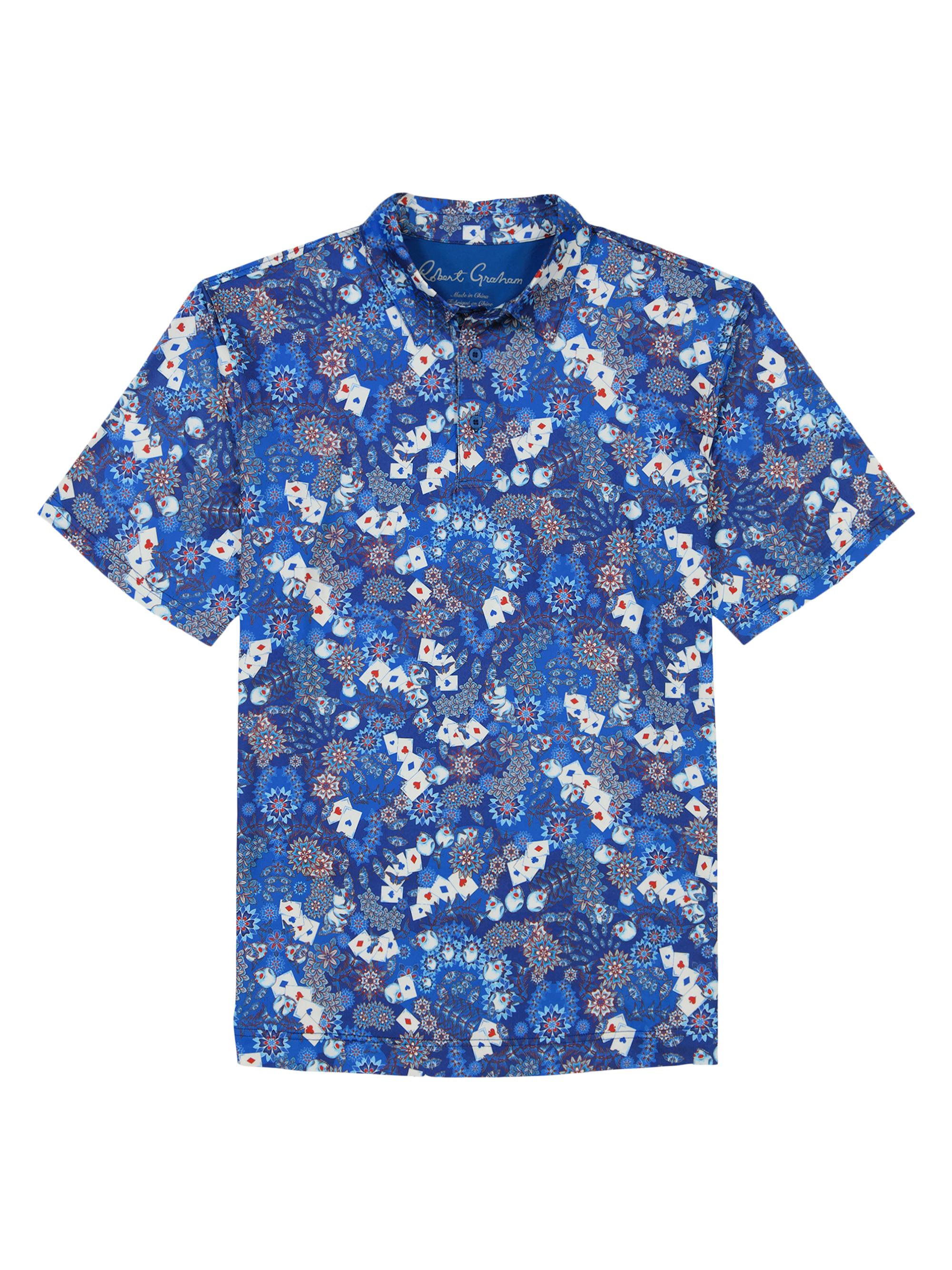 Robert Graham Men's Ace Of Skulls Printed Knit Polo Shirt - Blue