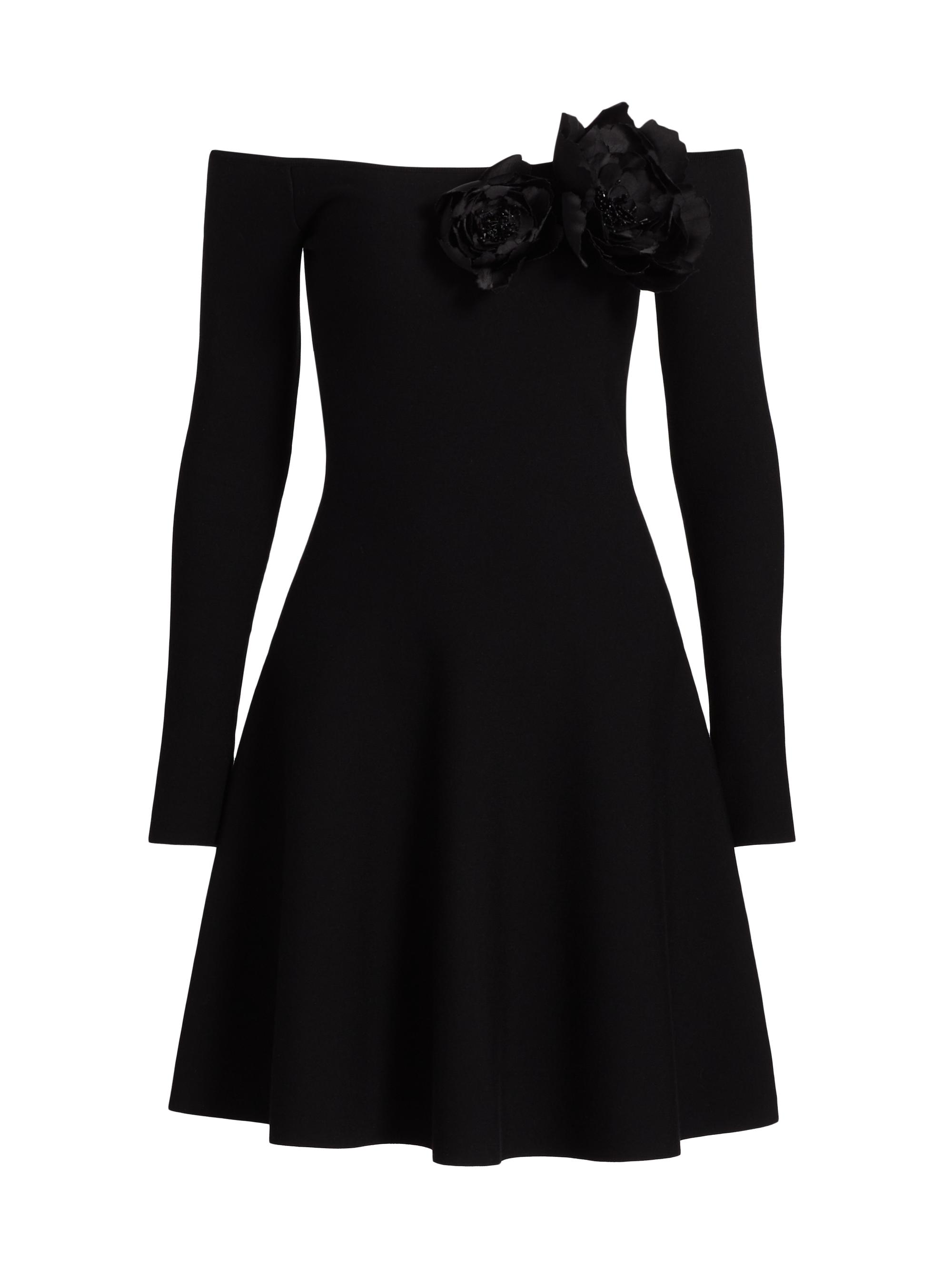 Oscar de la Renta Women's Floral-Appliquéd Off-the-Shoulder Minidress - Black