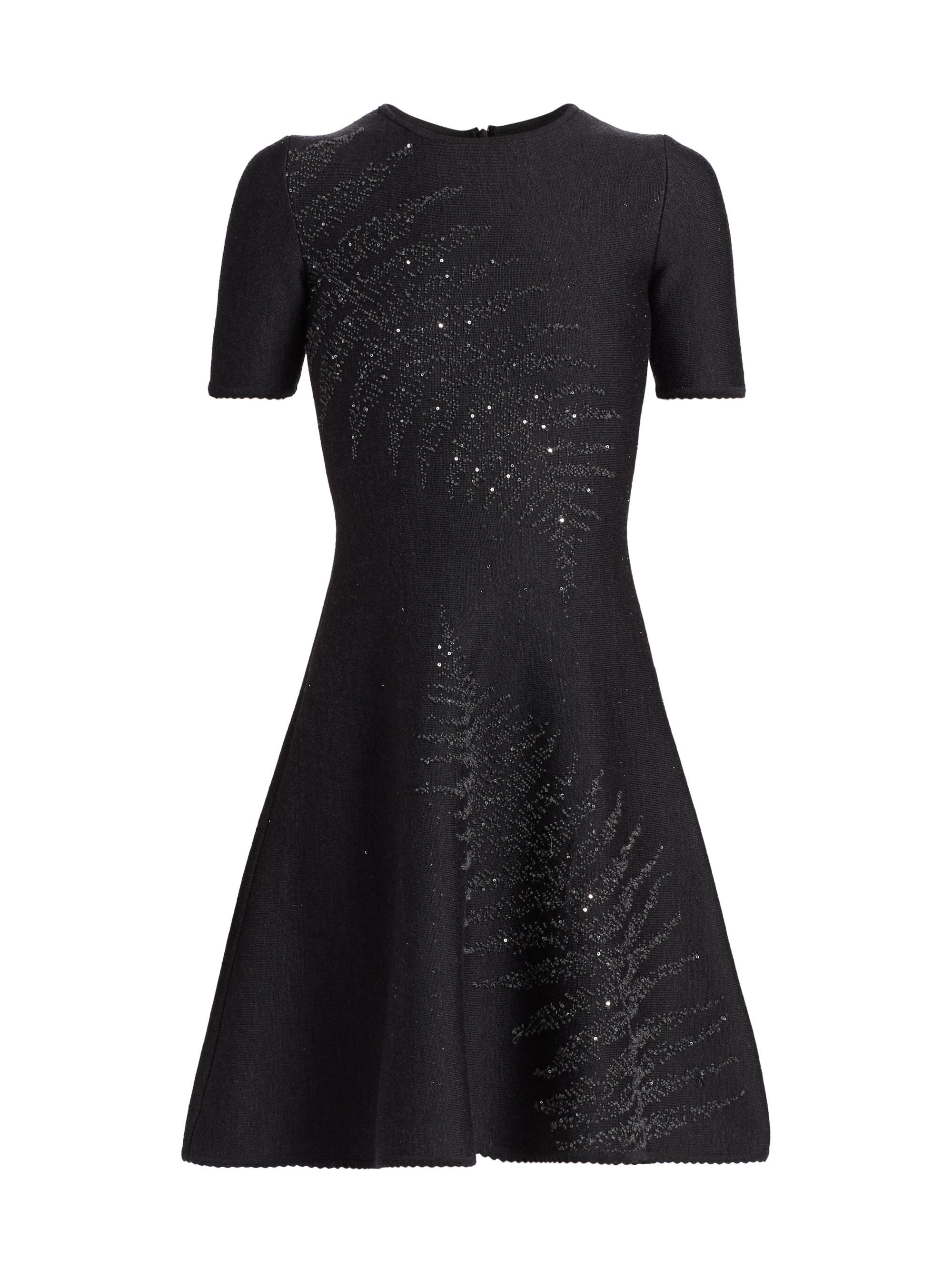 Oscar de la Renta Women's Fern Embellished Stitch Cocktail Dress - Charcoal