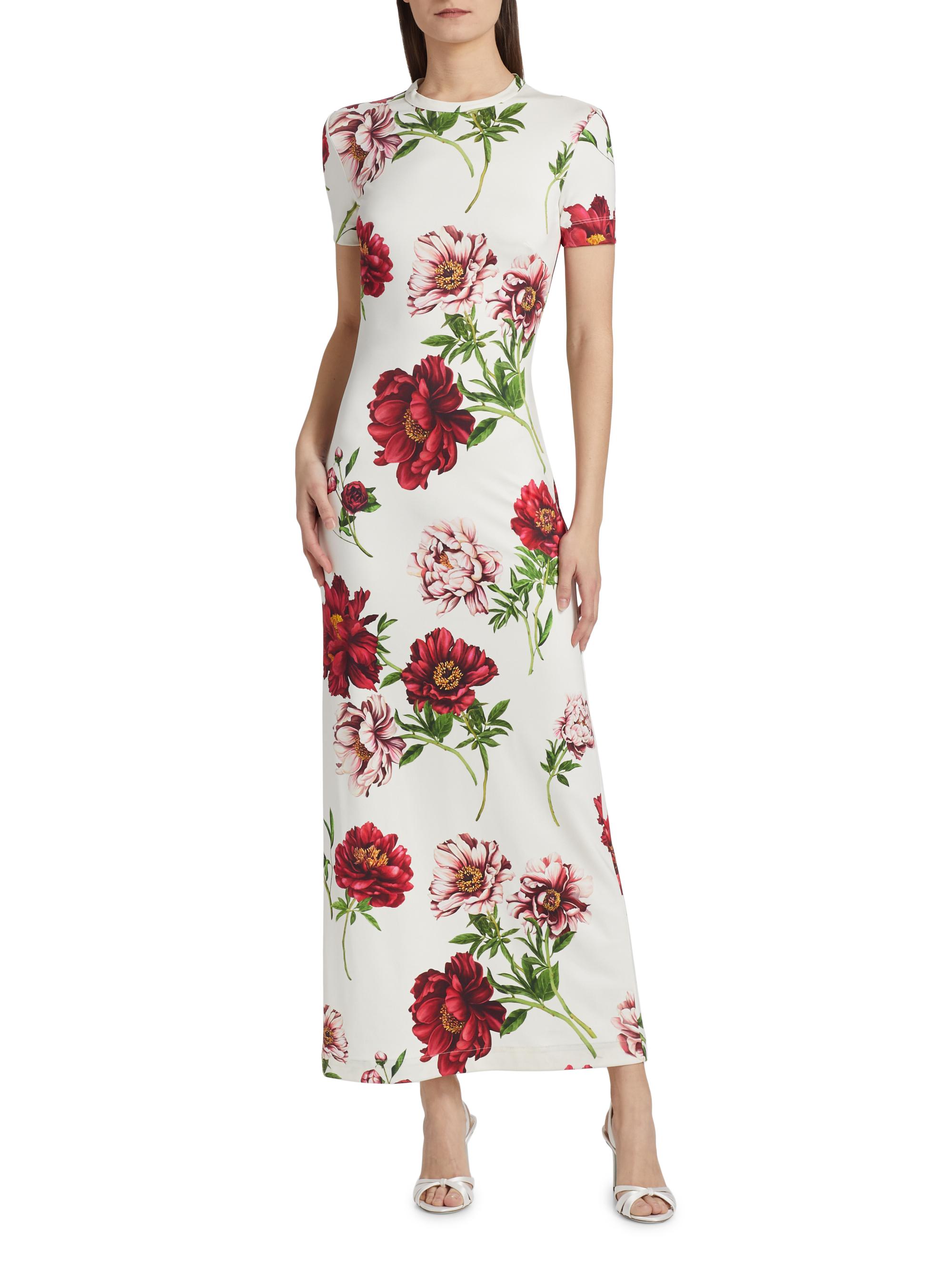 Oscar de la Renta Peony Printed Day Maxi Dress | Saks Fifth