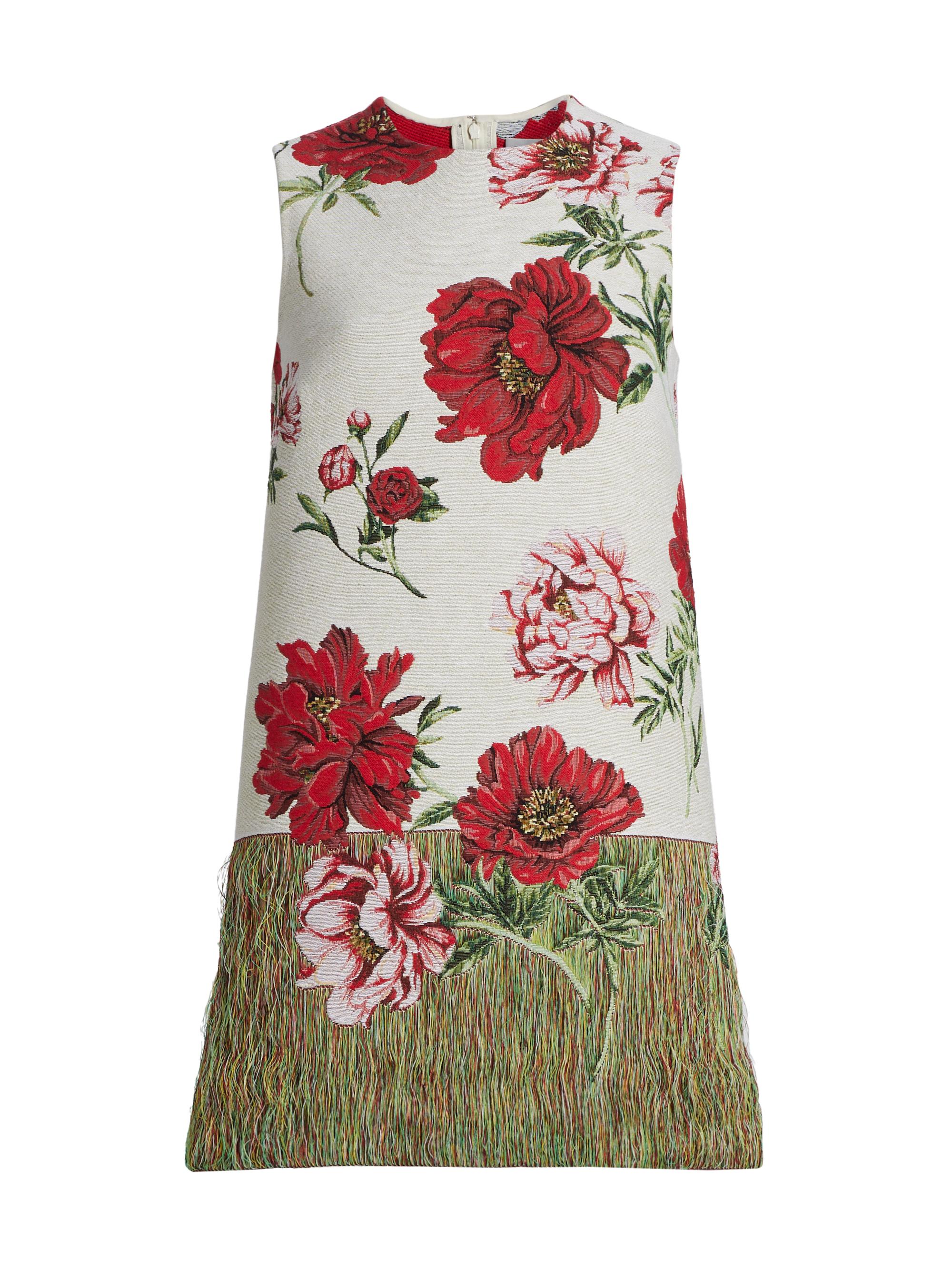 Oscar de la Renta Women's Peony Unravel Jacquard Day Dress - Ecru Multi