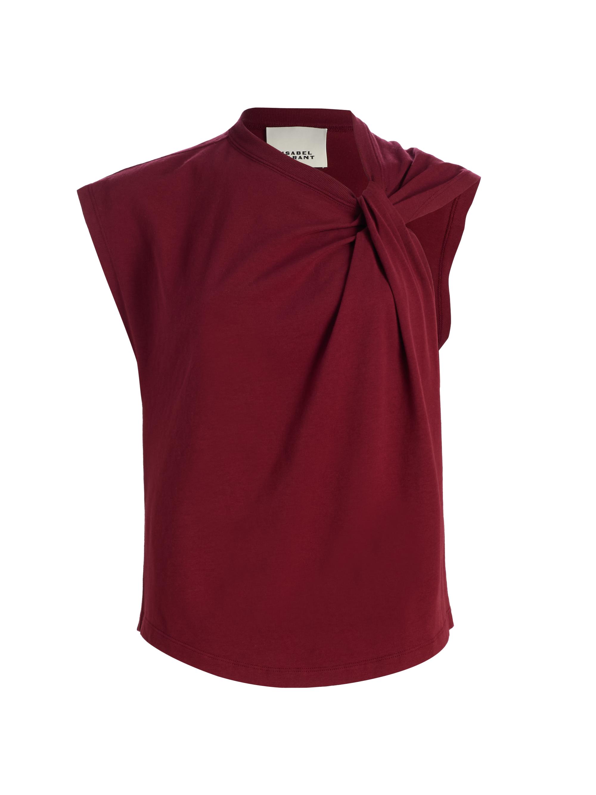 Isabel Marant Women's Nayda Draped Cotton Top - Dark Burgundy | Thumbnail 8