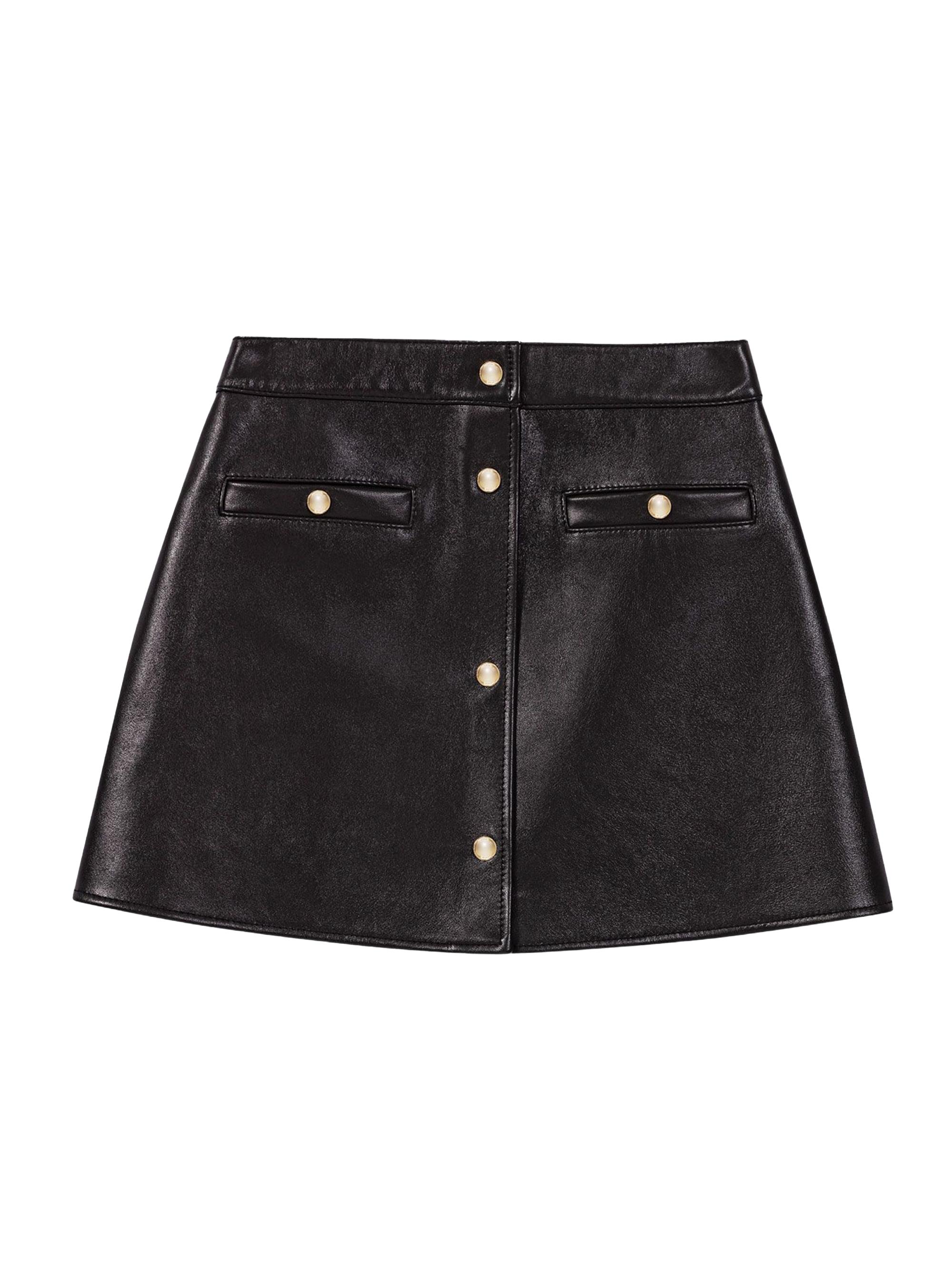 Maje Women's Short Leather Skirt - Black