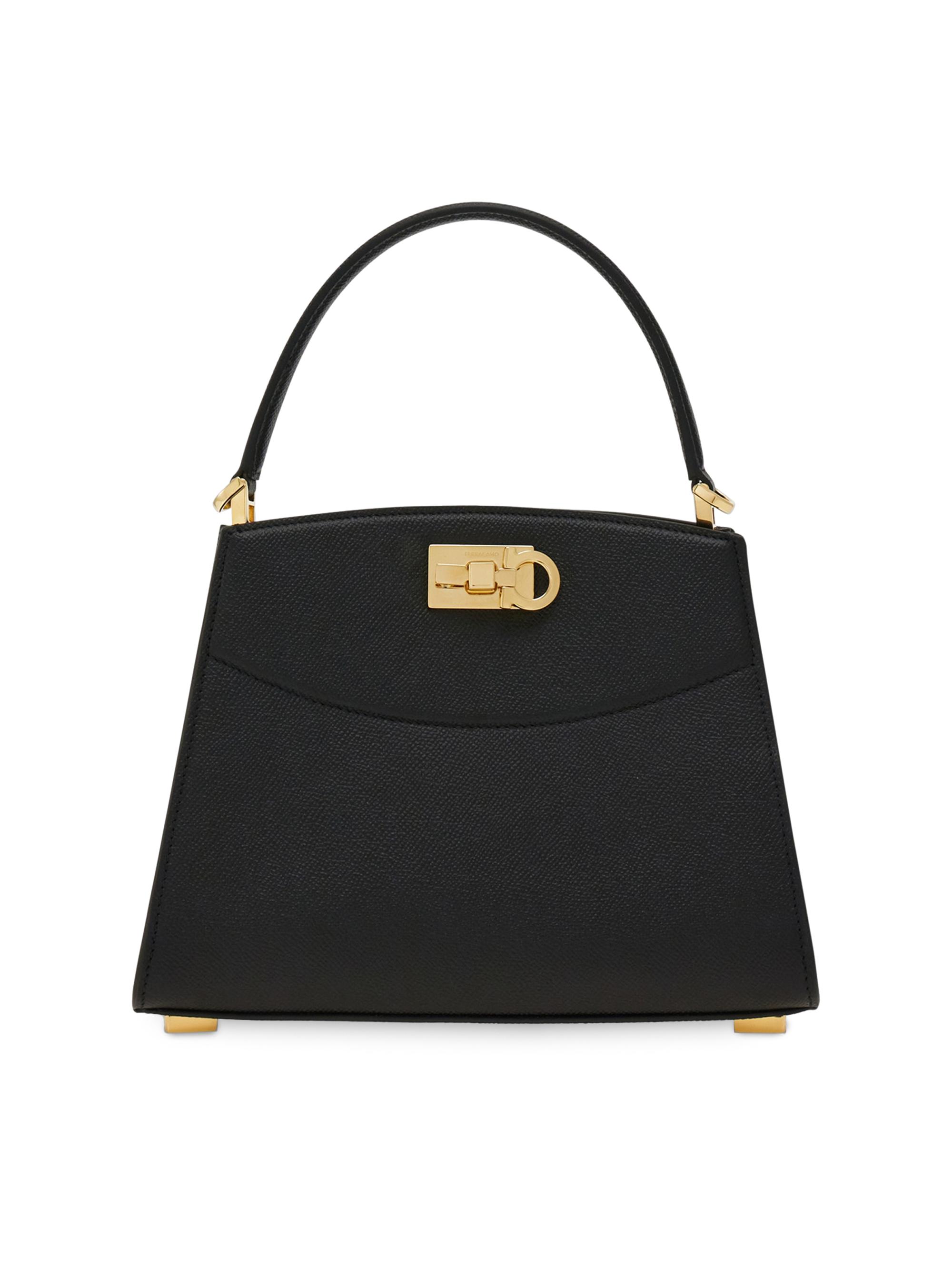 FERRAGAMO Women's Studio Box Leather Top Handle Bag - Nero