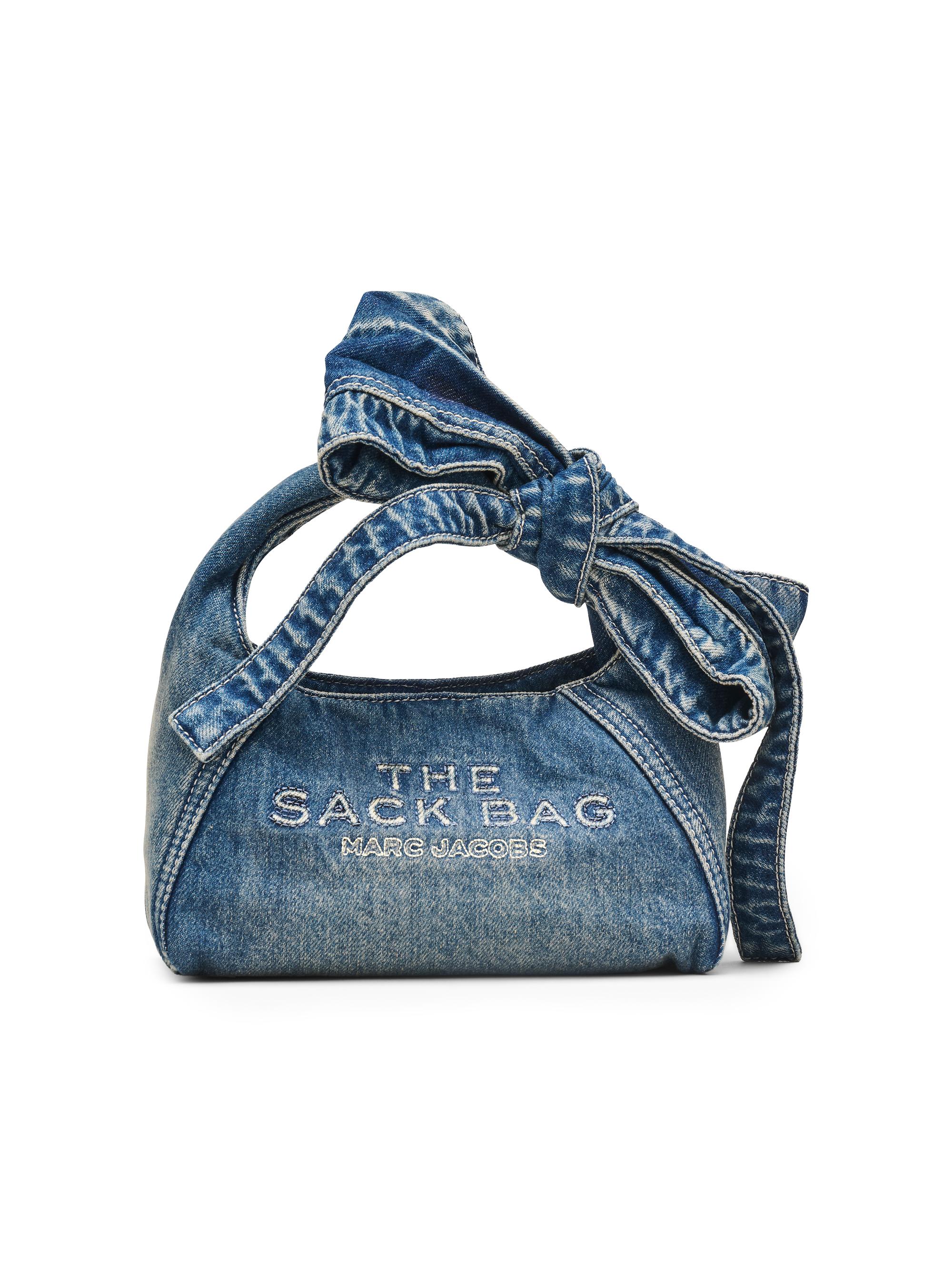 Marc Jacobs Women's Bow Cotton Denim Mini Sack Bag Wash Indigo