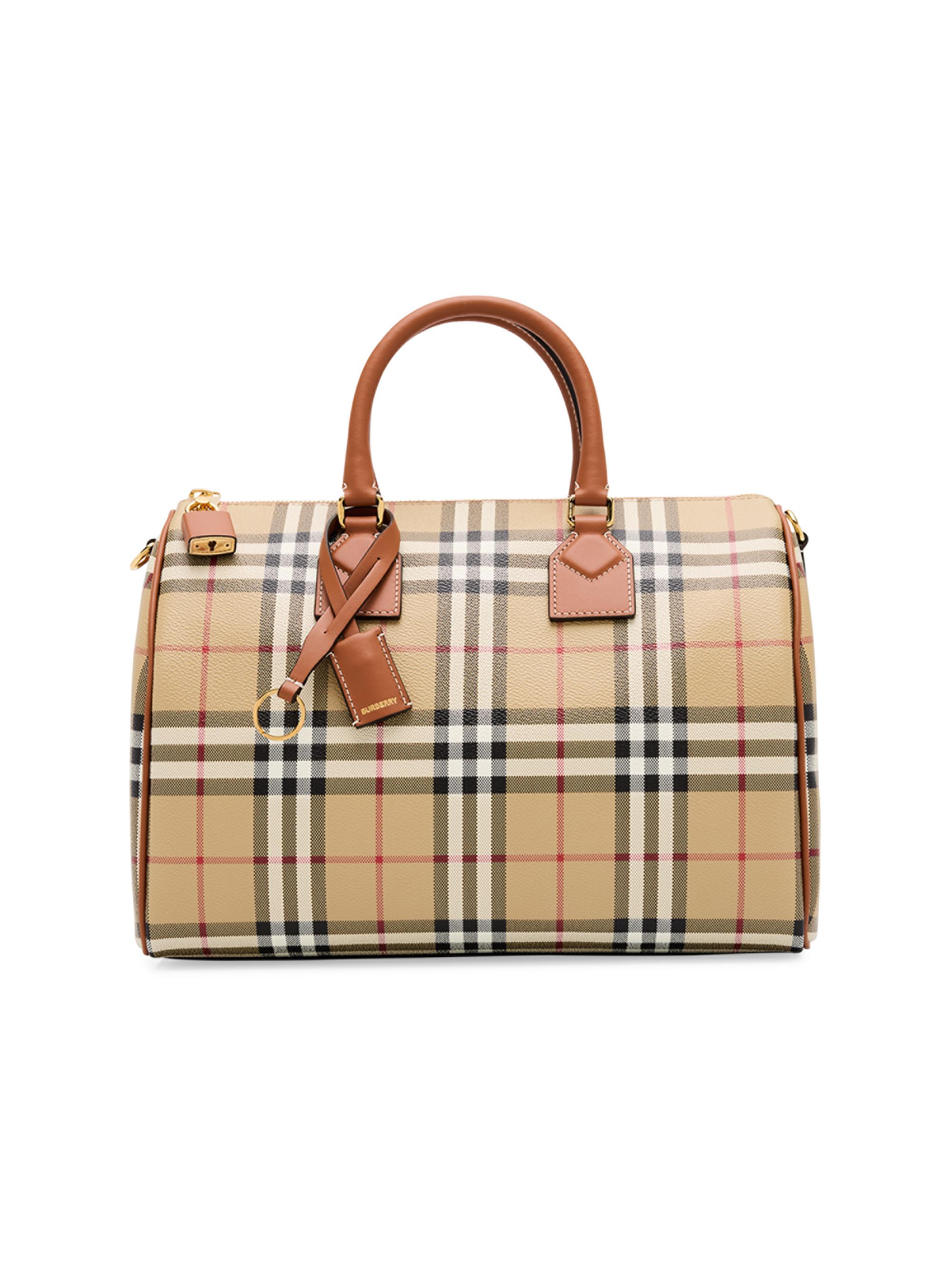 Burberry Women's  Check Leather-Cotton Bowler - Brown