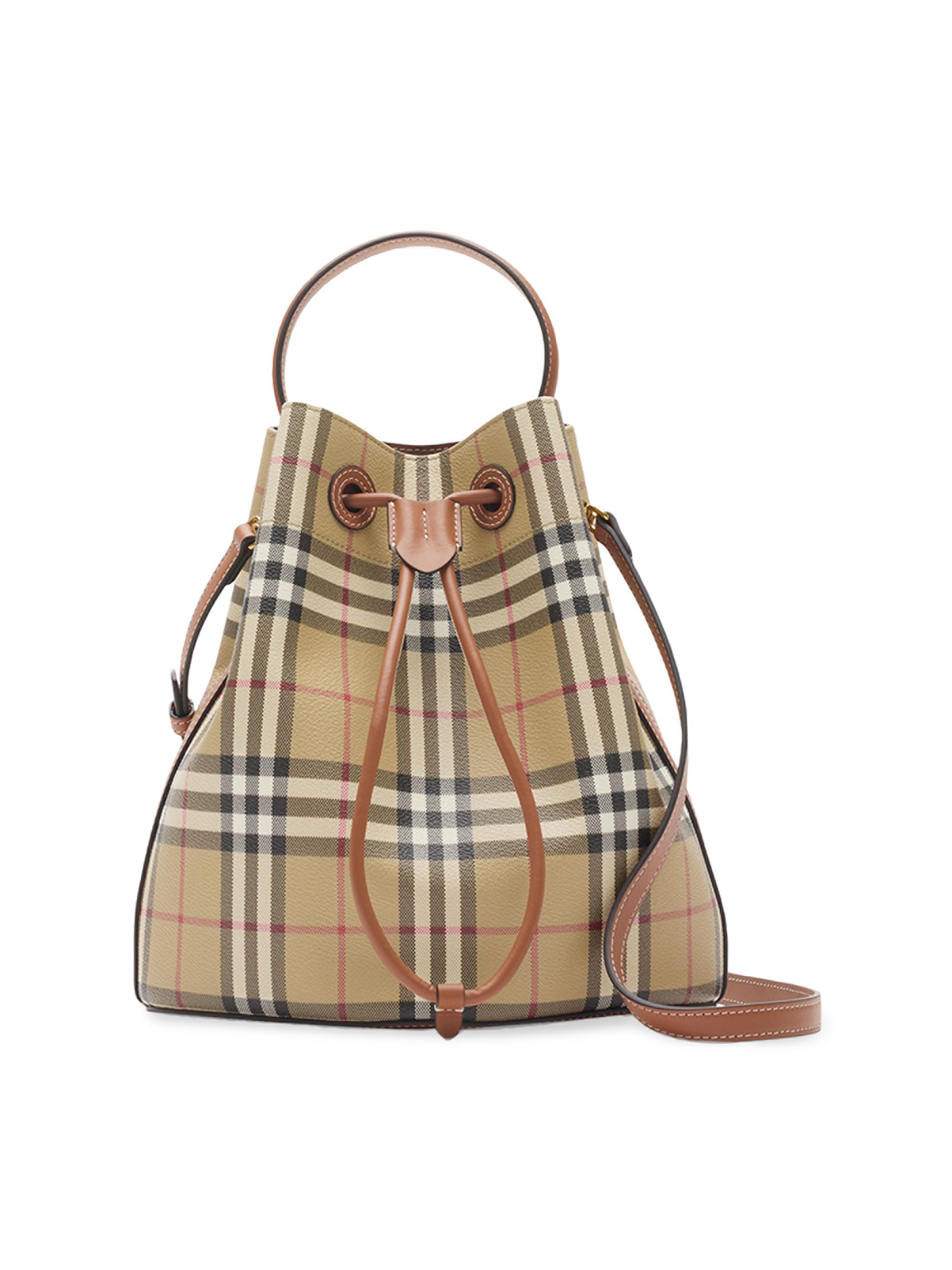 Burberry Women's  Check Drawstring Bucket Bag - Brown