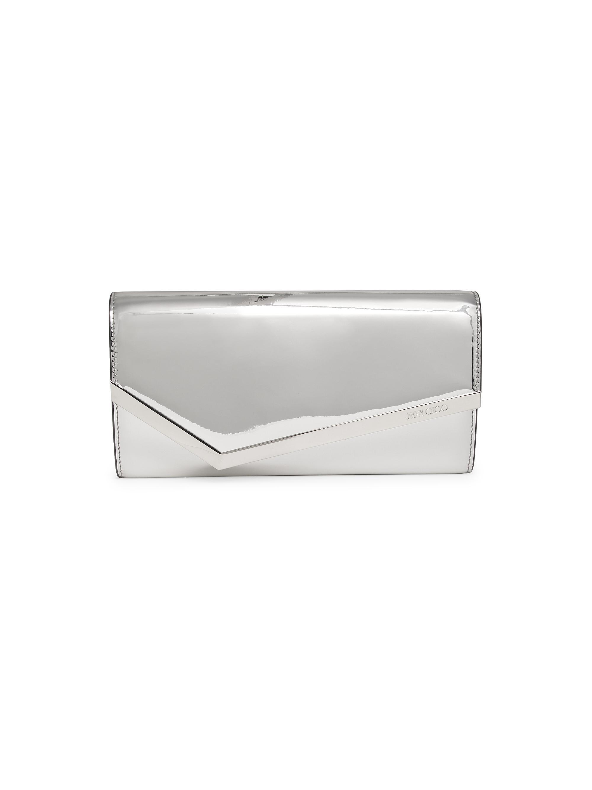 Jimmy Choo Women's Emmie Metallic Leather-Blend Clutch - Silver