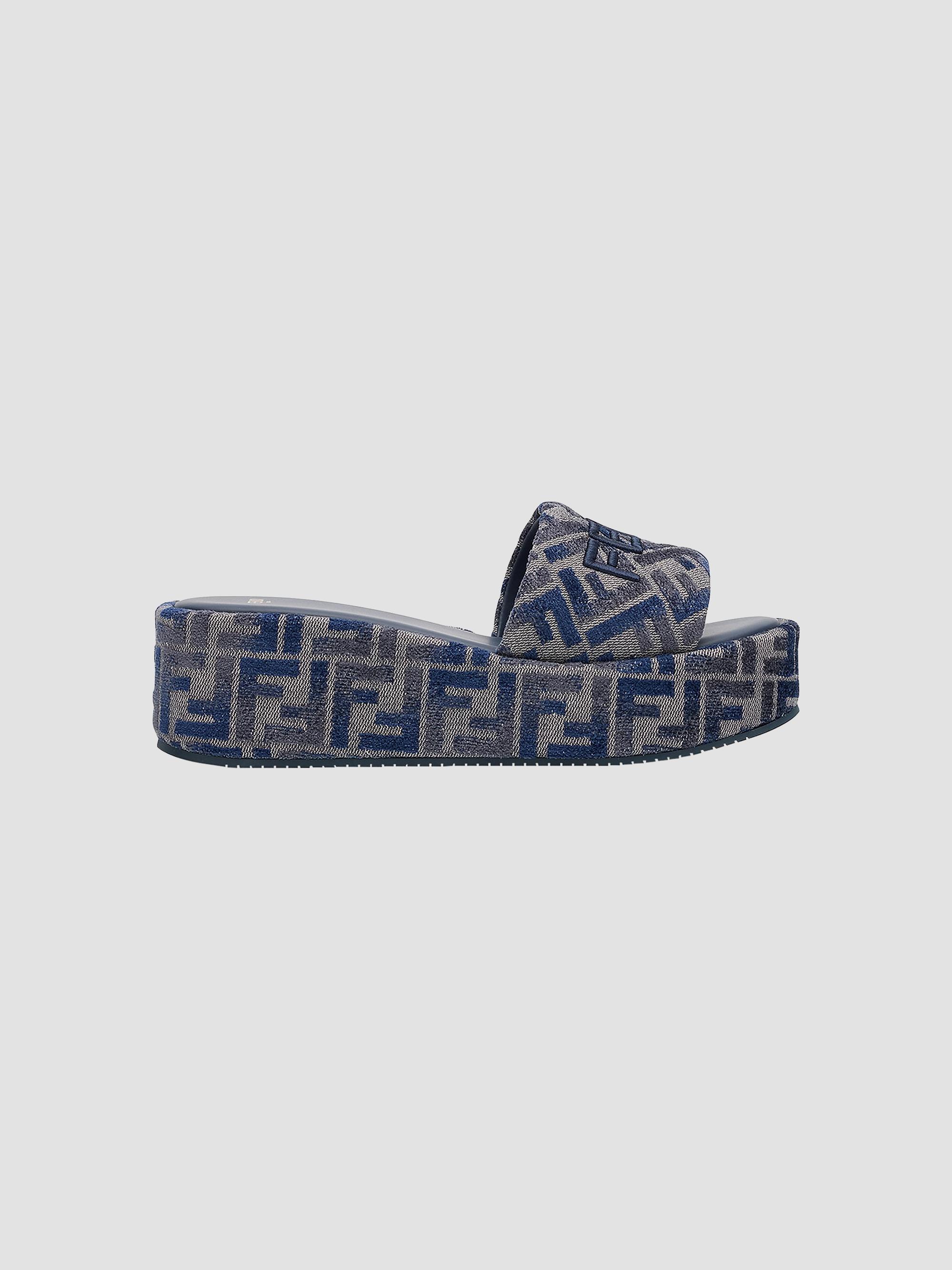 Fendi Sunshine FF 65MM Chenille Jacquard Platform Sandals | Saks
