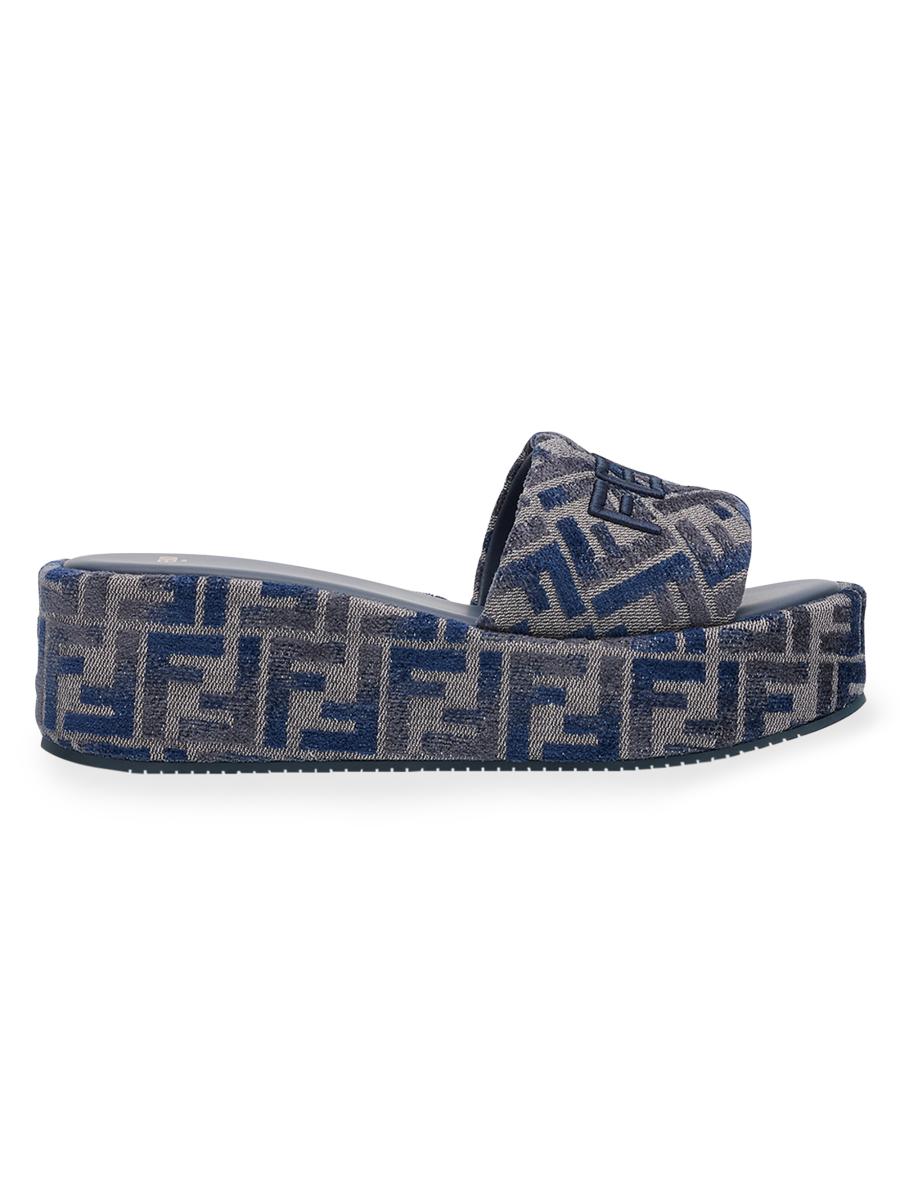 Fendi Sunshine FF 65MM Chenille Jacquard Platform Sandals | Saks
