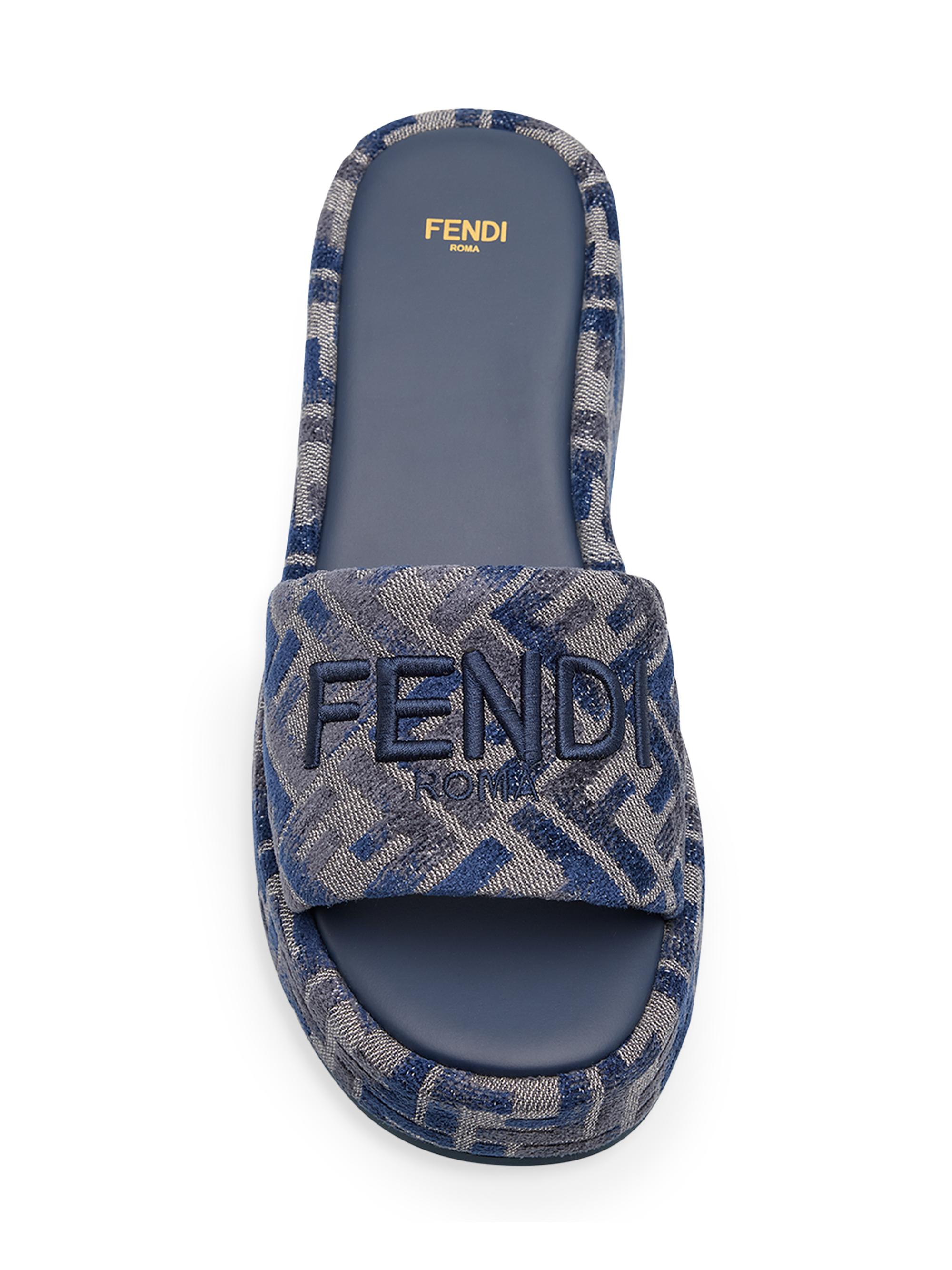 Fendi Sunshine FF 65MM Chenille Jacquard Platform Sandals | Saks