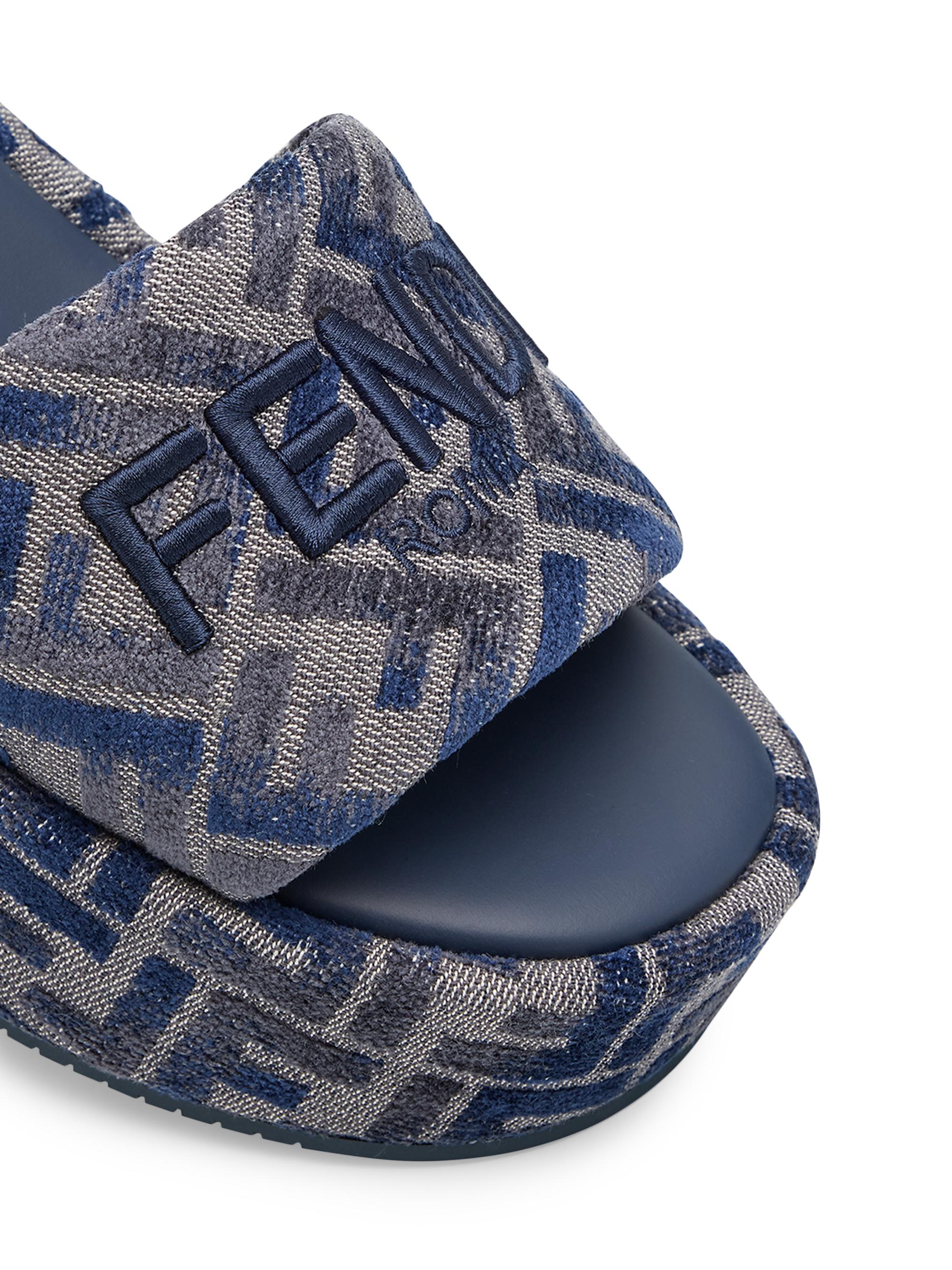 Fendi Sunshine FF 65MM Chenille Jacquard Platform Sandals | Saks