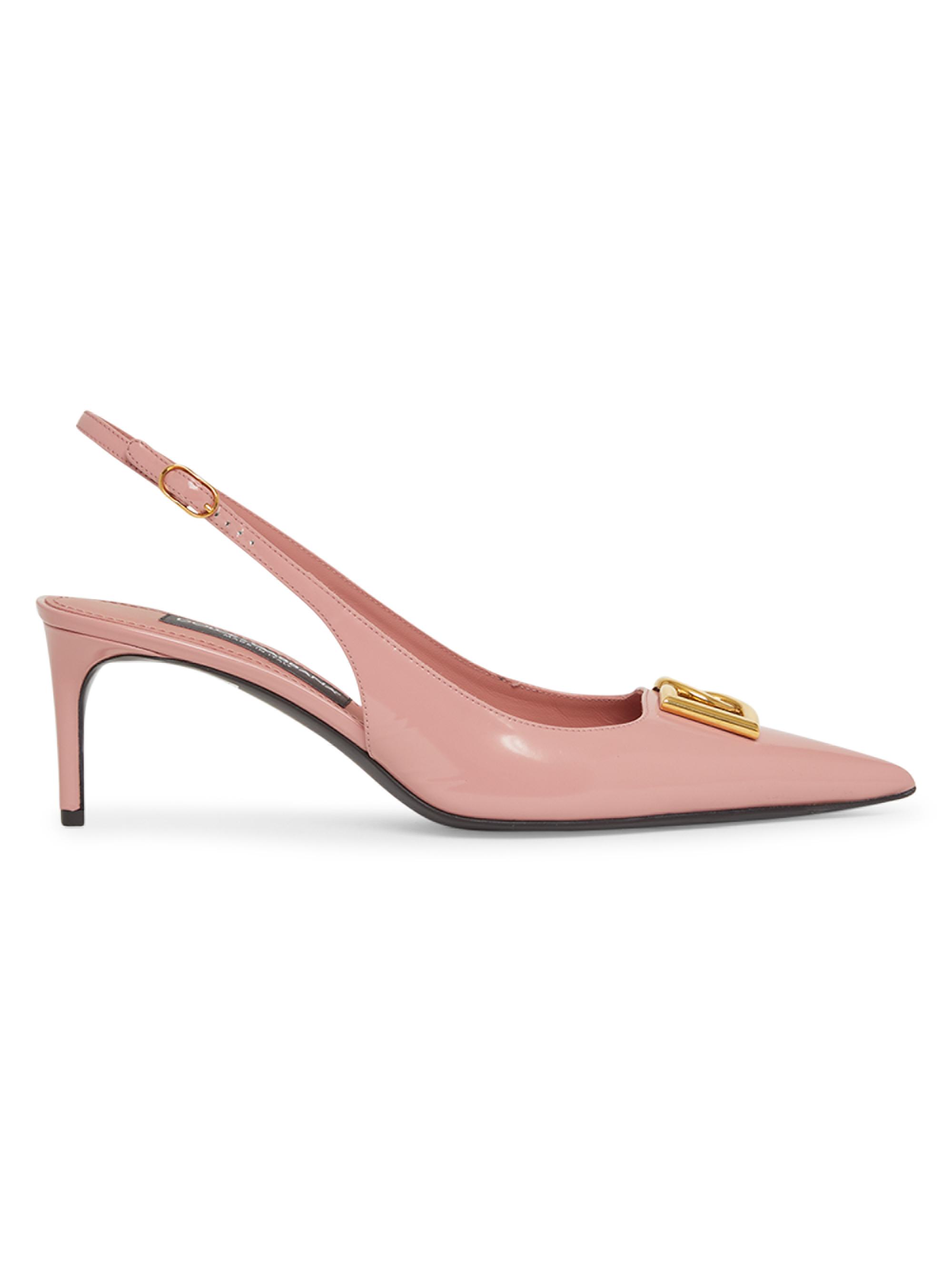 Dolce&Gabbana 60MM DG Medallion Patent Leather Slingback Pumps