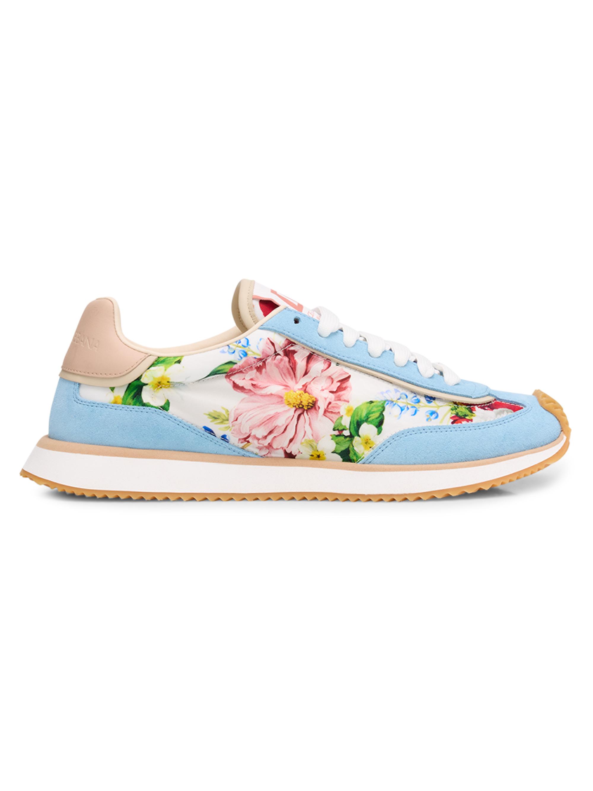 Dolce & Gabbana Women's Aria Floral Low-Top Sneakers - Blue Pattern