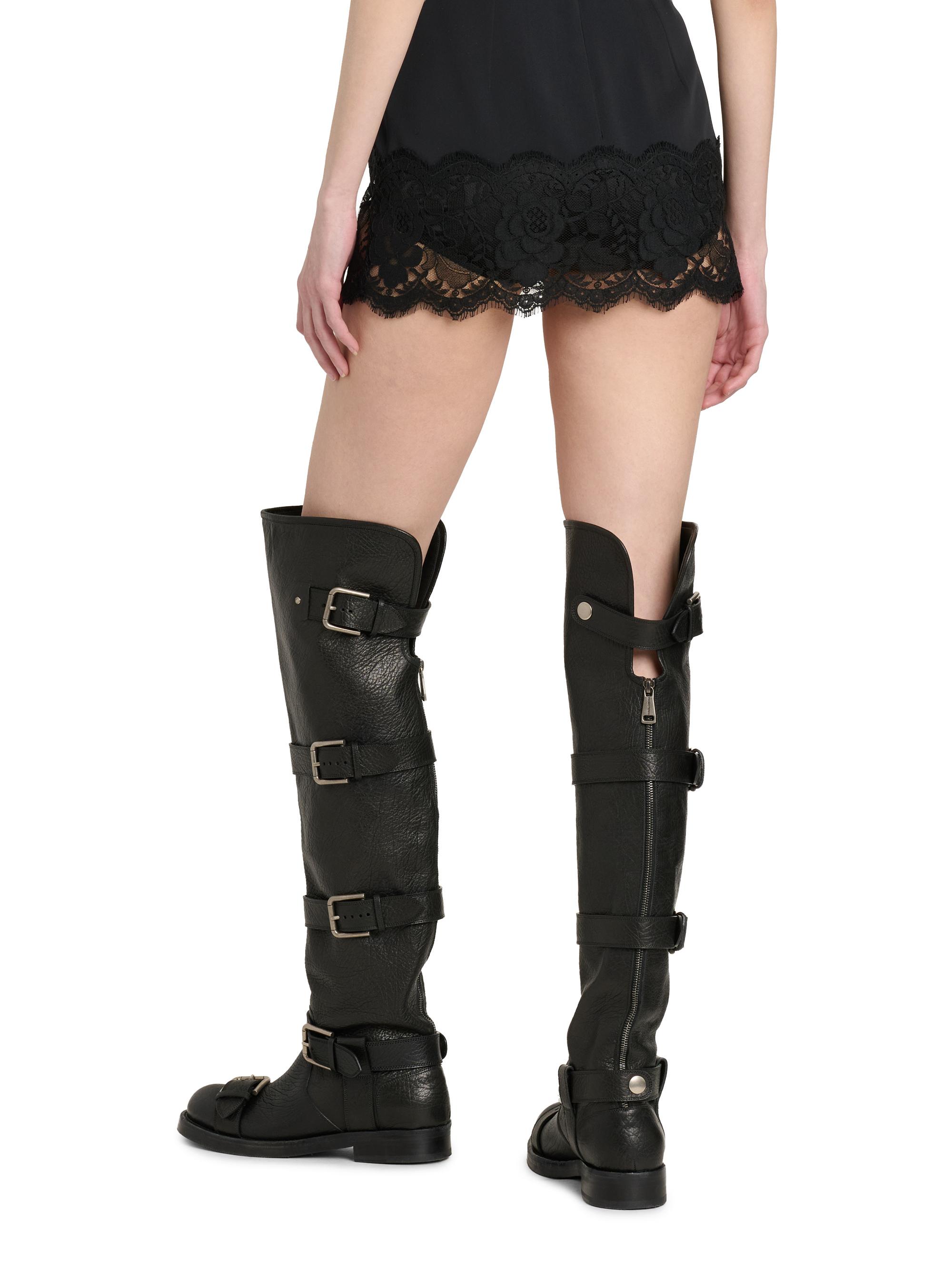 Dolce&Gabbana Buckle-Detail Leather Over-The-Knee Moto Boots