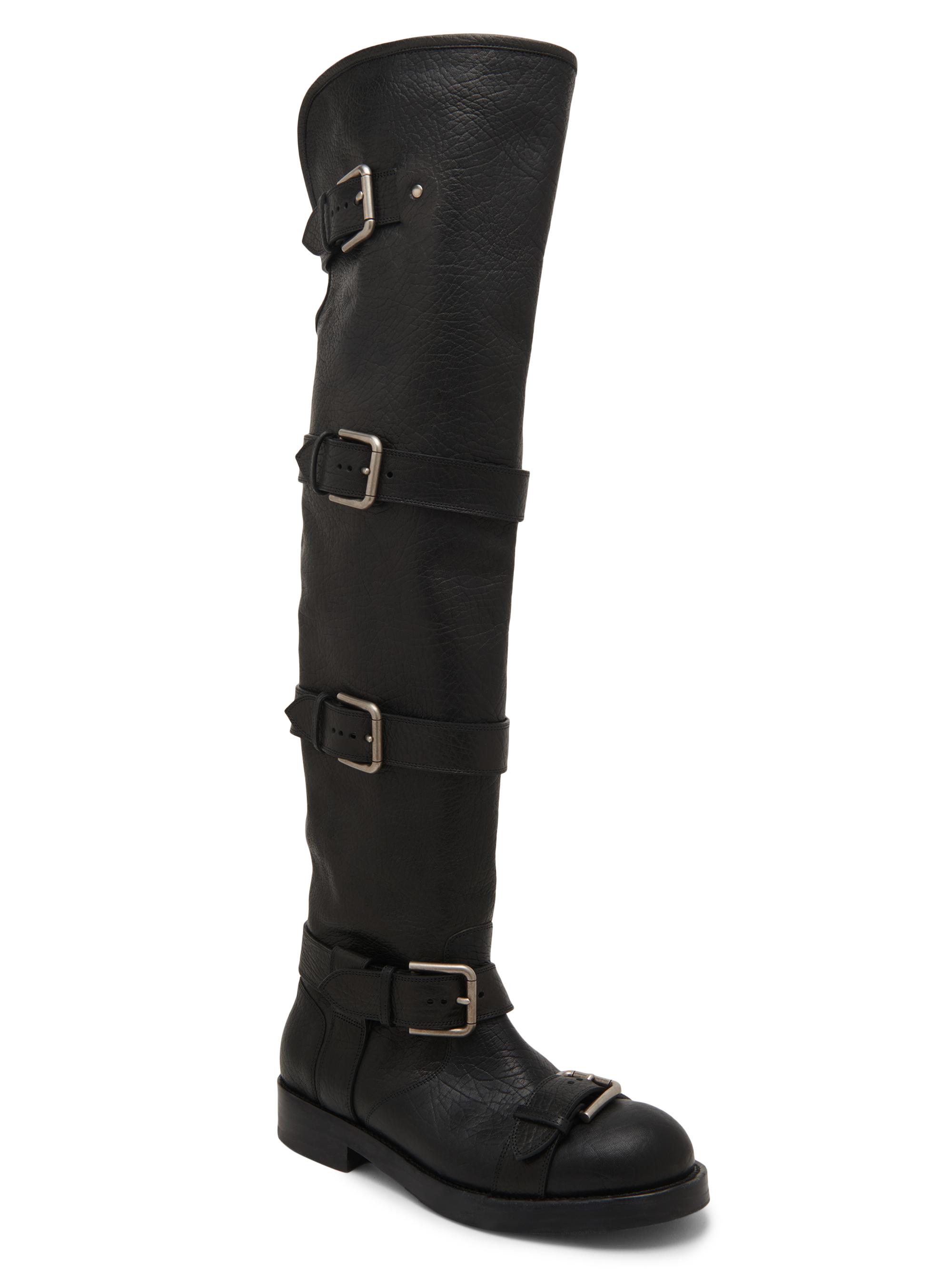 Dolce&Gabbana Buckle-Detail Leather Over-The-Knee Moto Boots