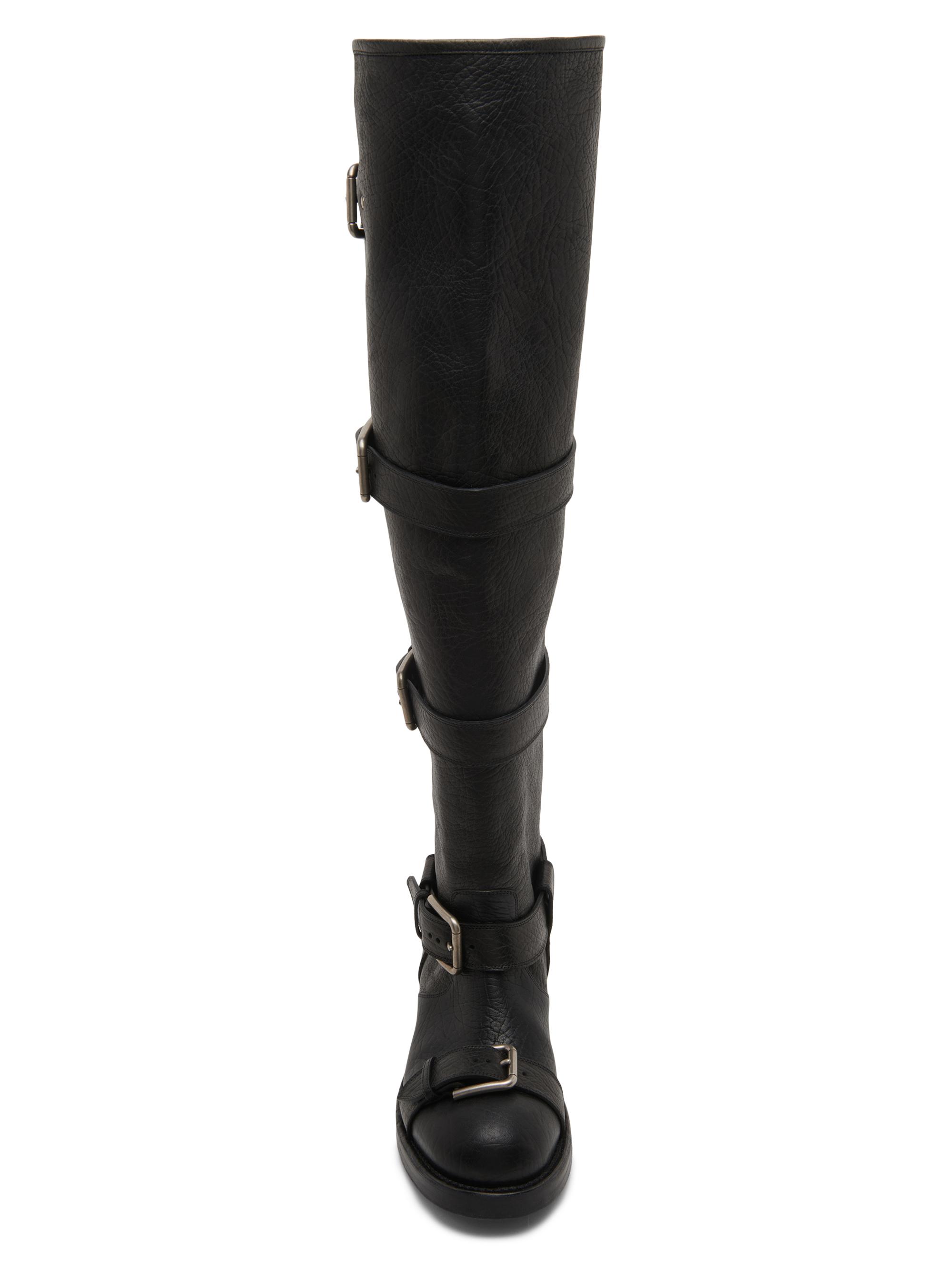 DOLCE&GABBANA レースアップ ミリタリー サイクロン ブーツ 28 Dolce&Gabbana Buckle-Detail Leather Over-The-Knee Moto Boots