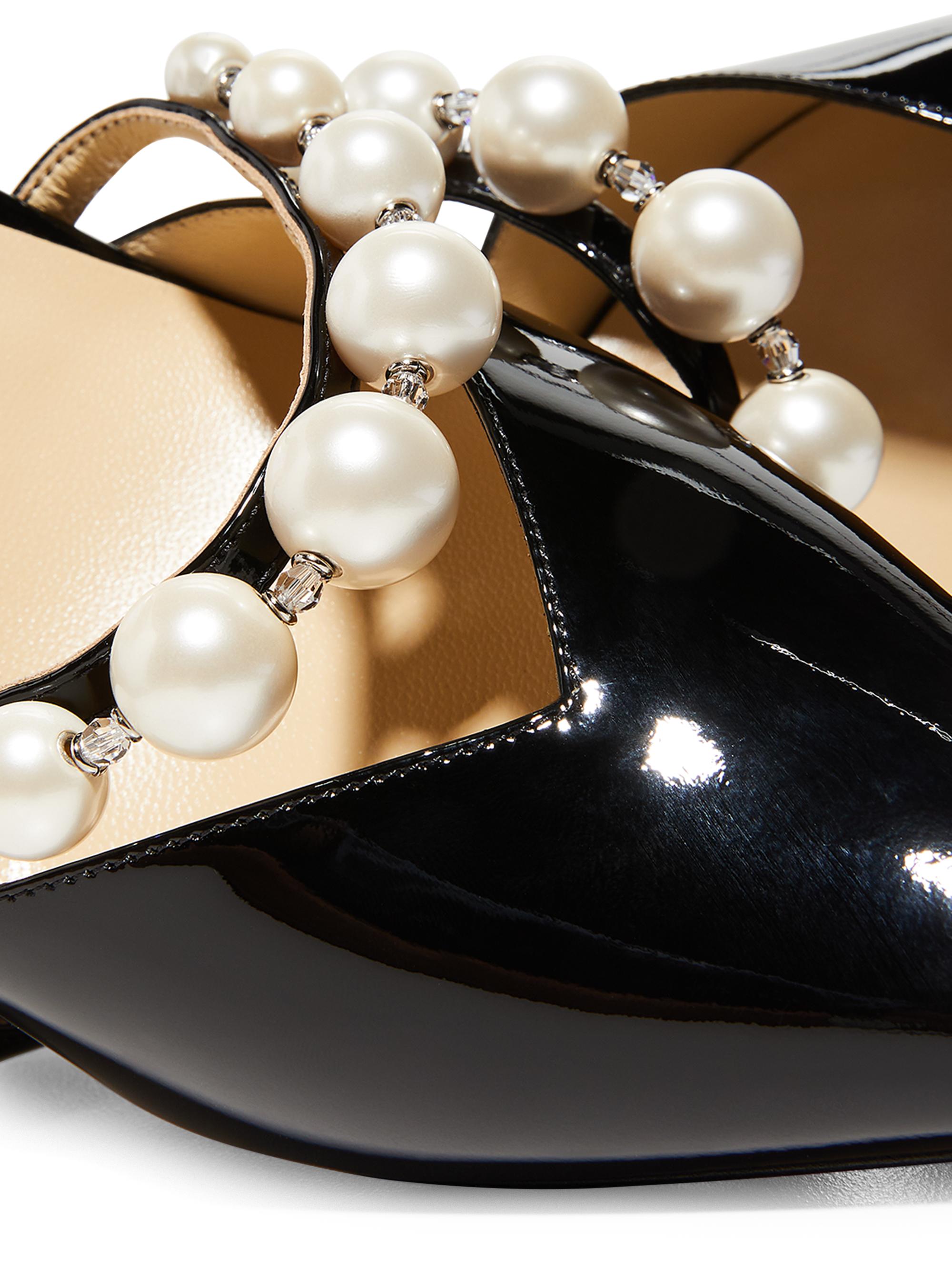 Jimmy Choo Aurelie d'Orsay 85MM Pearl & Patent Leather Pumps