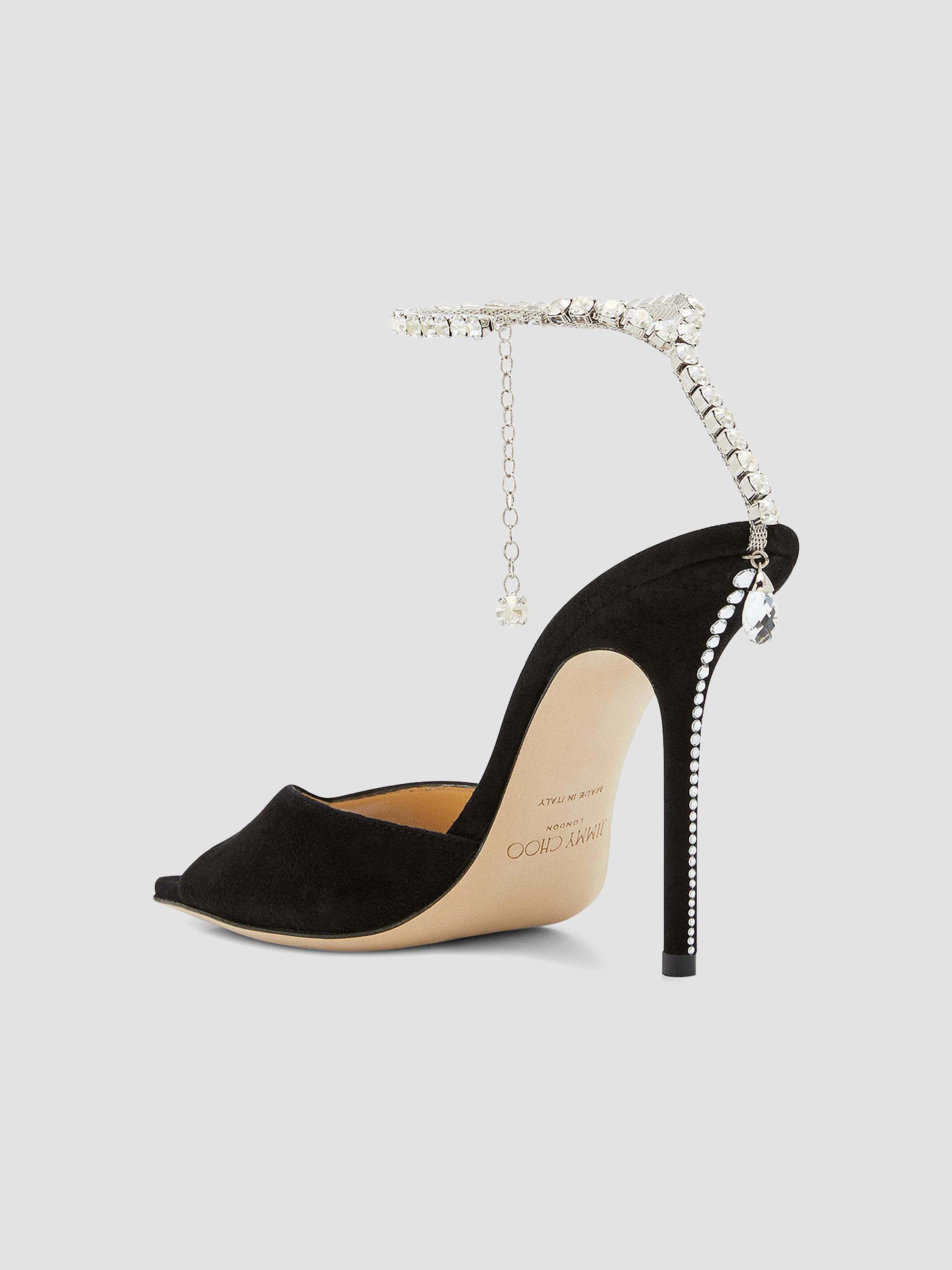 Jimmy Choo Saeda Crystal-Embellished Suede Sandals | Saks Fifth Avenue