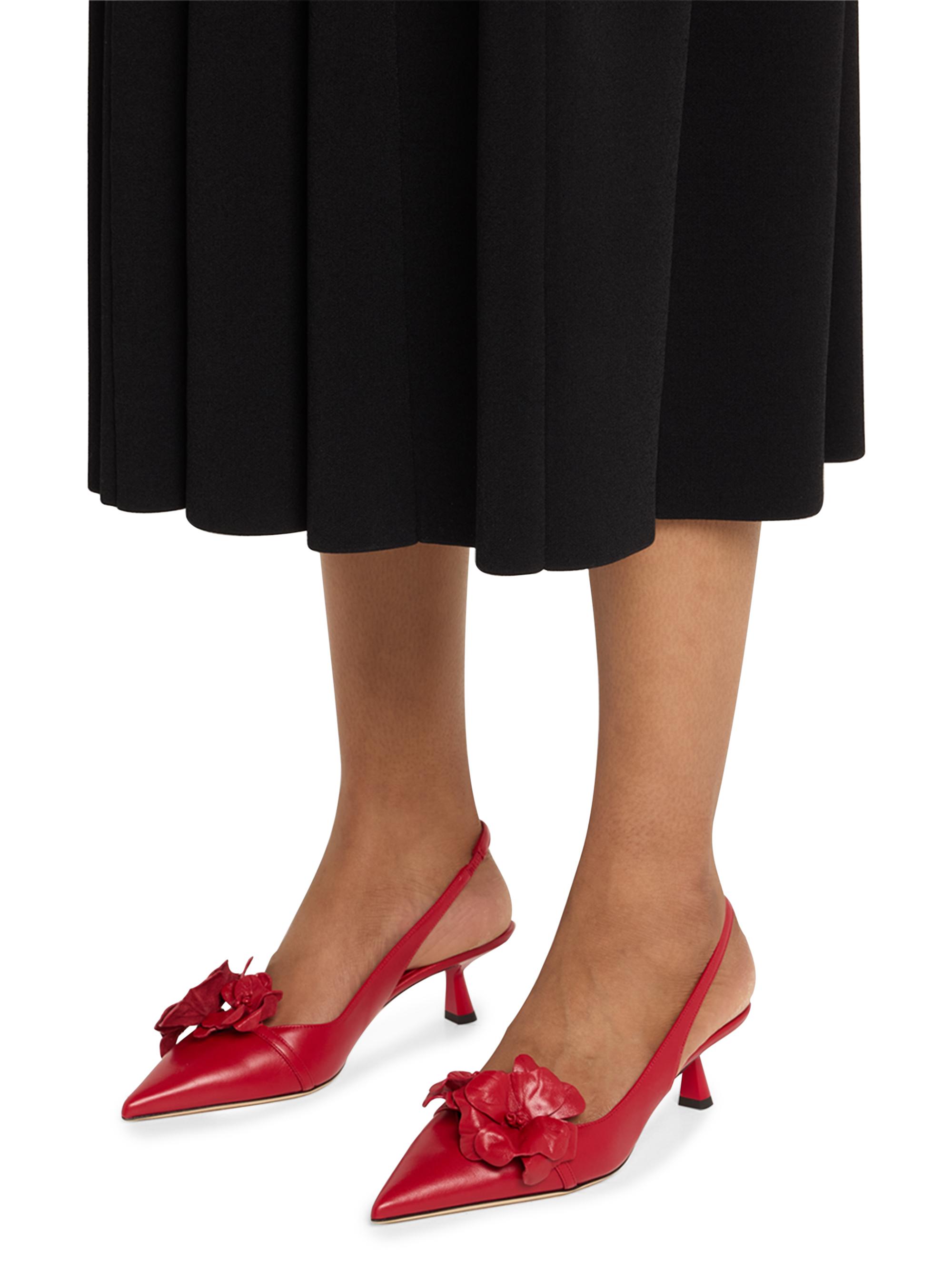 Jimmy Choo Amita Flowers 45MM Leather Slingback Pumps | Saks Fifth