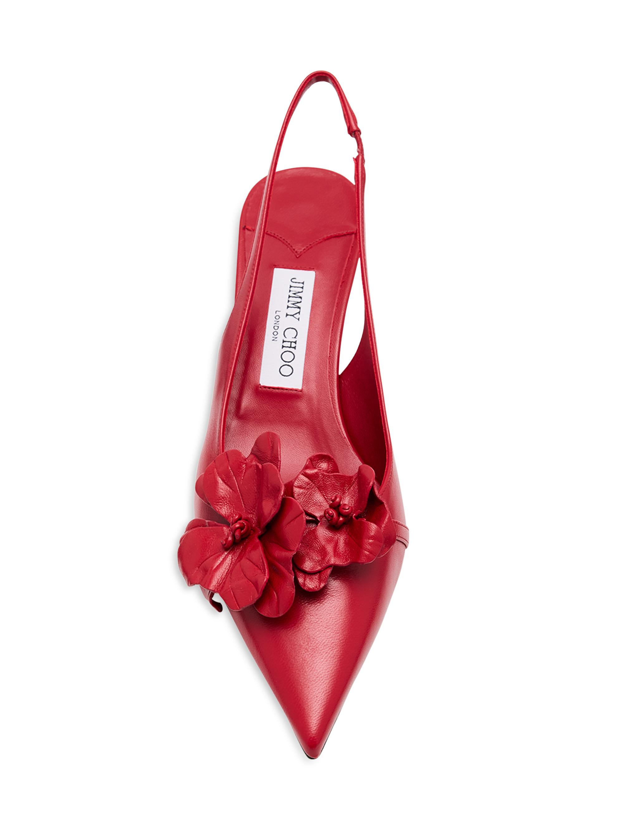 Jimmy Choo Amita Flowers 45MM Leather Slingback Pumps | Saks Fifth