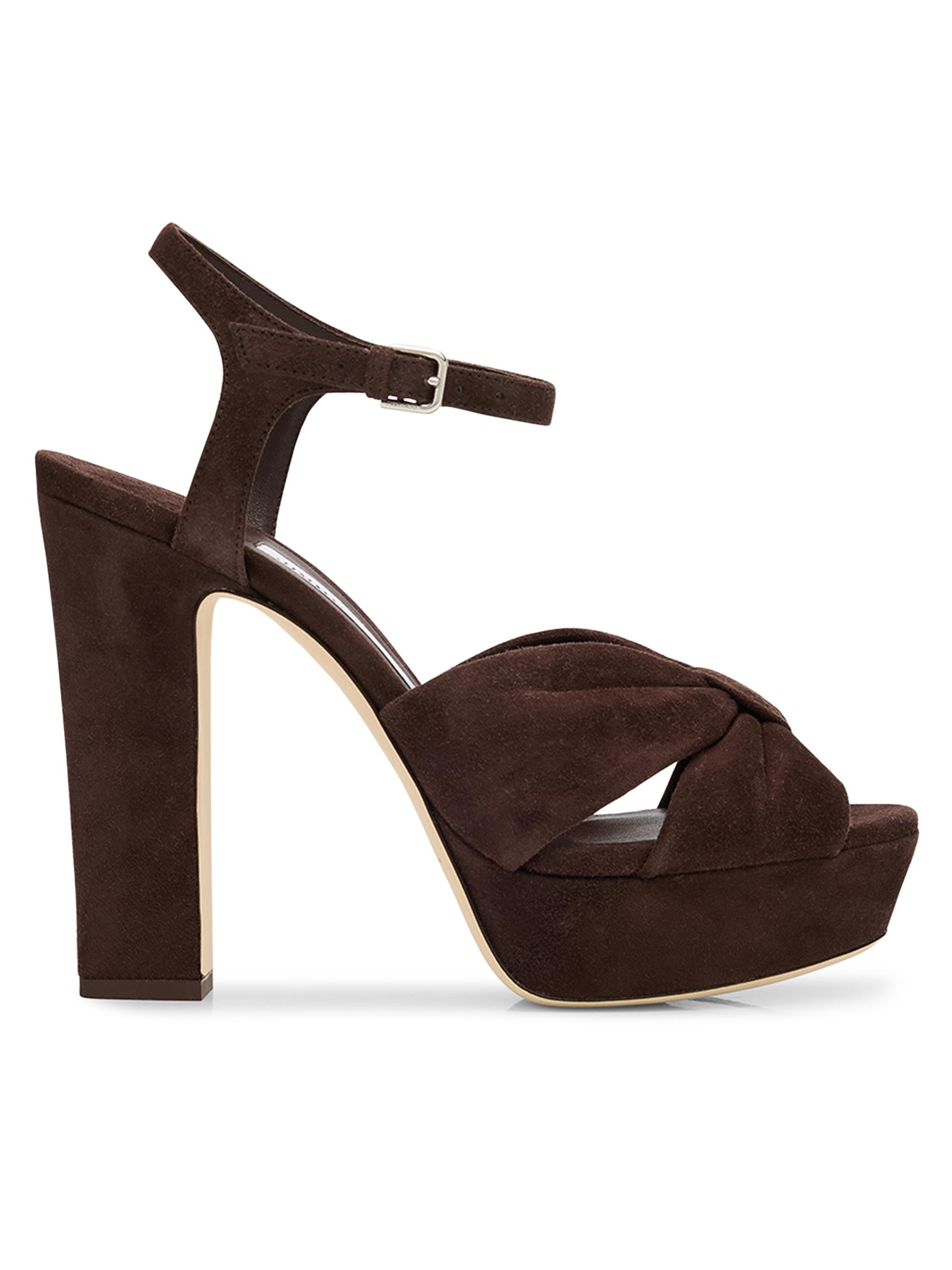 Jimmy Choo Women's Heloise 120MM Suede Platform Sandals - Chocolate