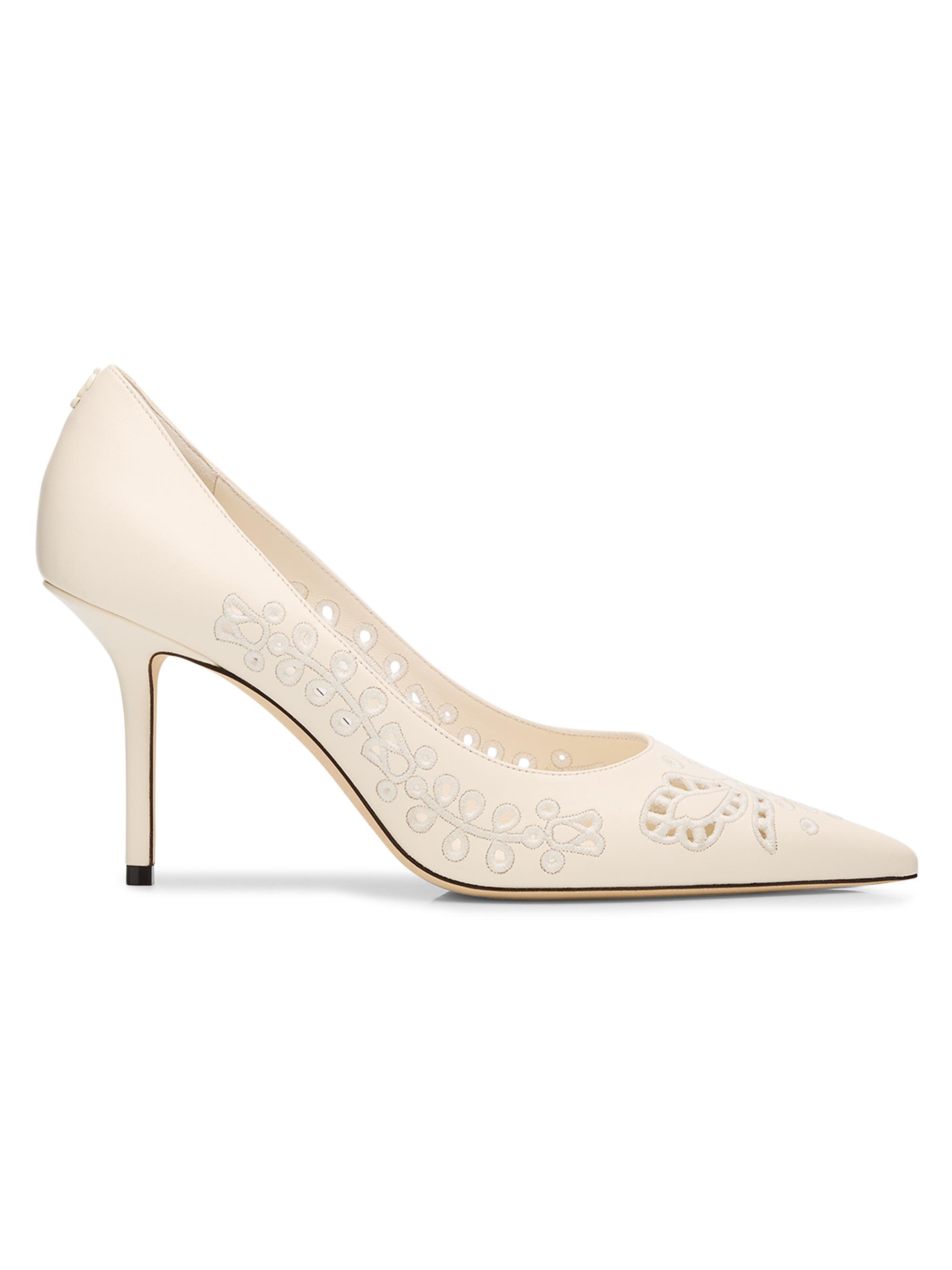 Jimmy Choo Women's Love 85MM Embroidered Leather Pumps - White
