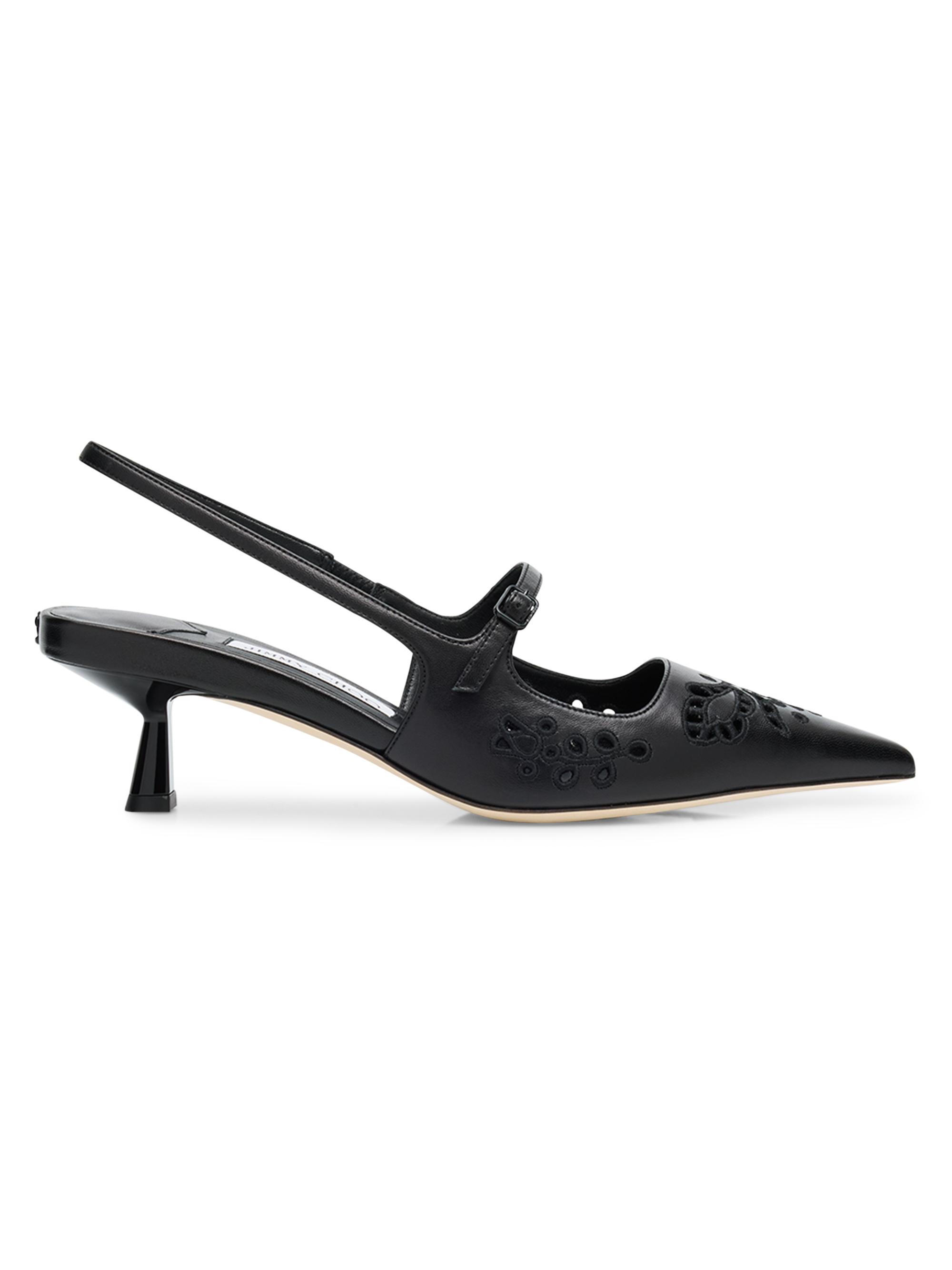 Jimmy Choo Women's Didi 45MM Embroidered Leather Slingback Pumps - Black