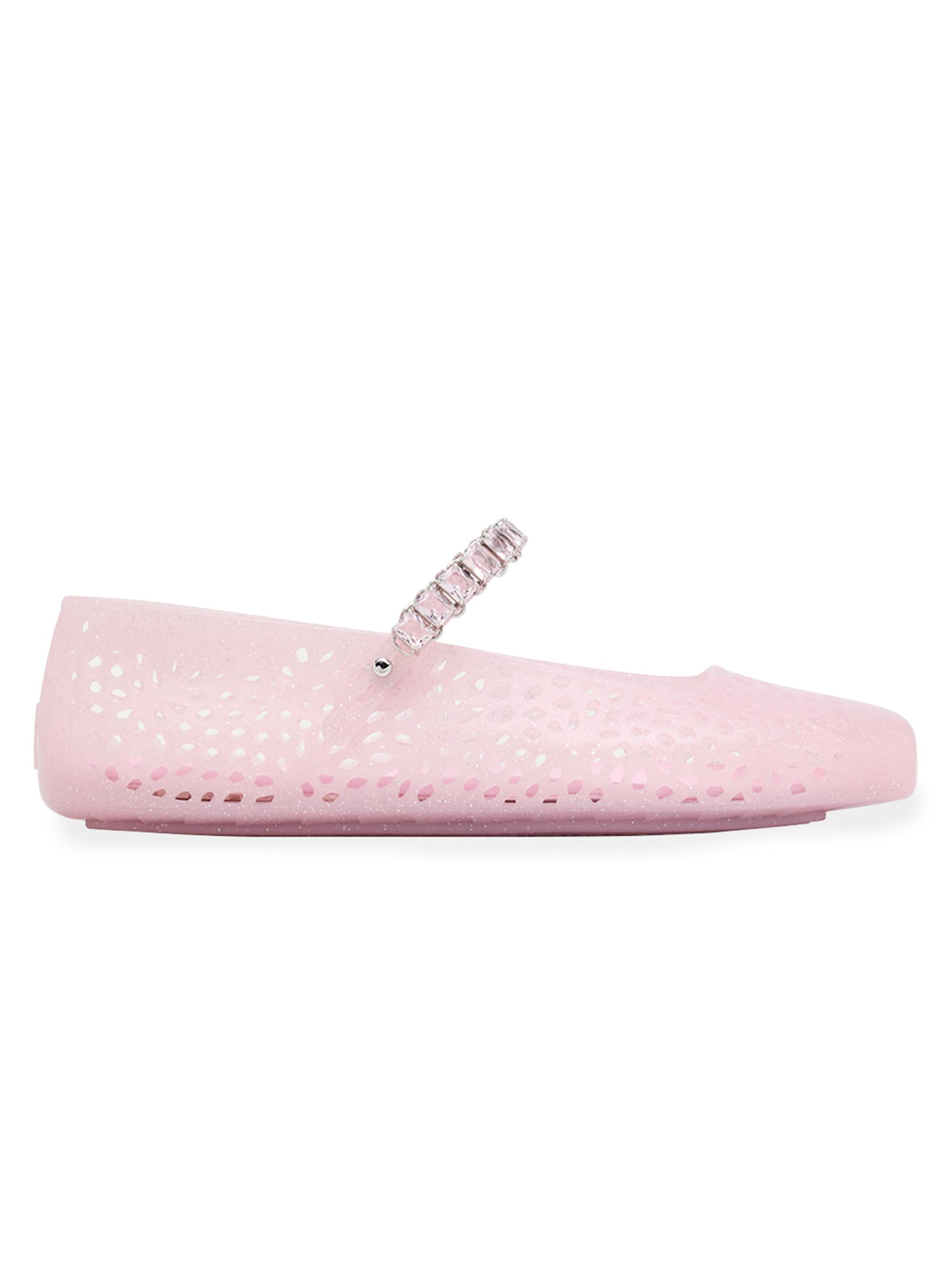 Jimmy Choo Women's Crystal-Strap Jelly Glitter Ballerina Flats - Pink