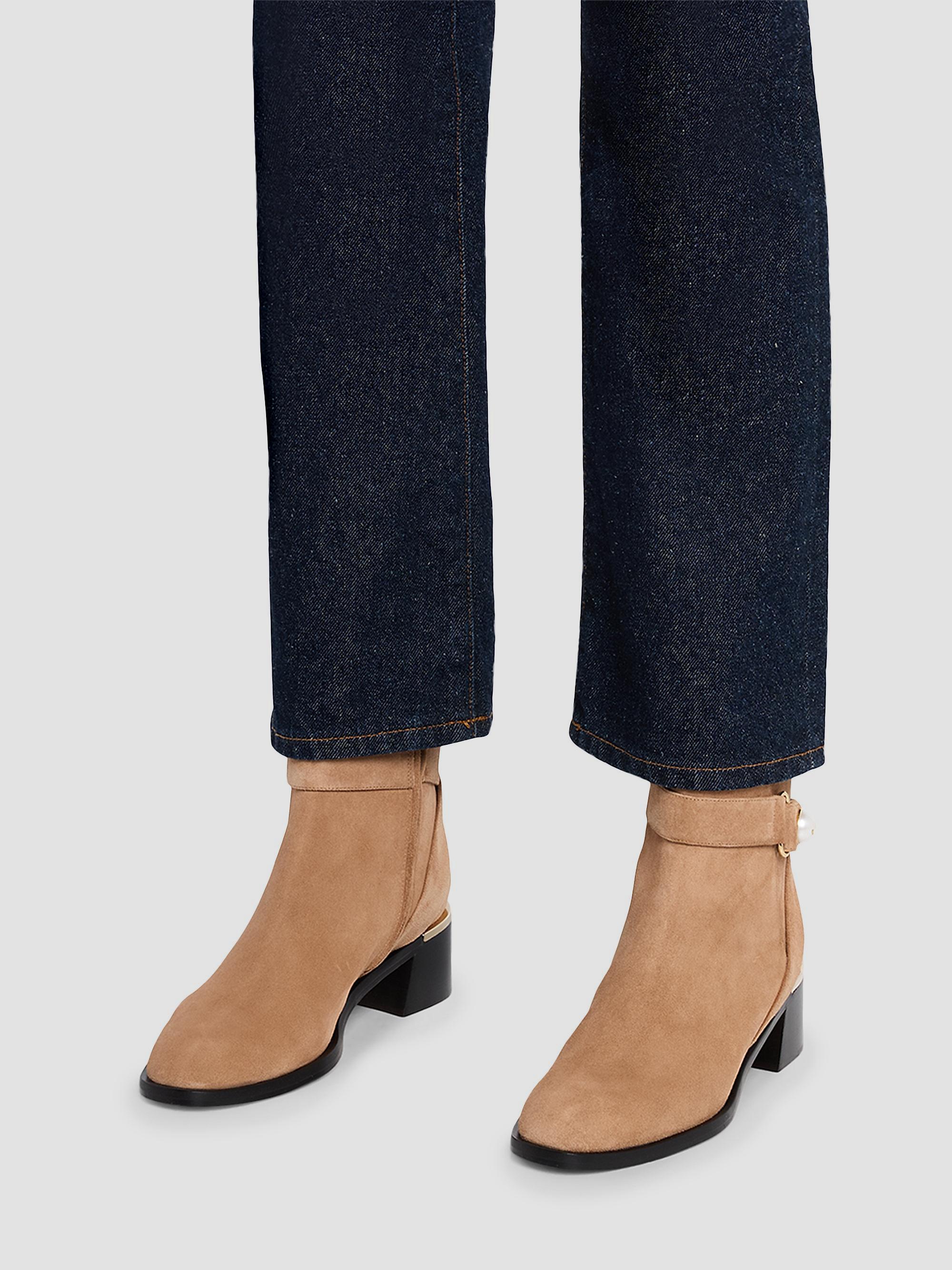 Jimmy Choo Noor 45MM Suede Pearly-Button Ankle Boots | Saks Fifth