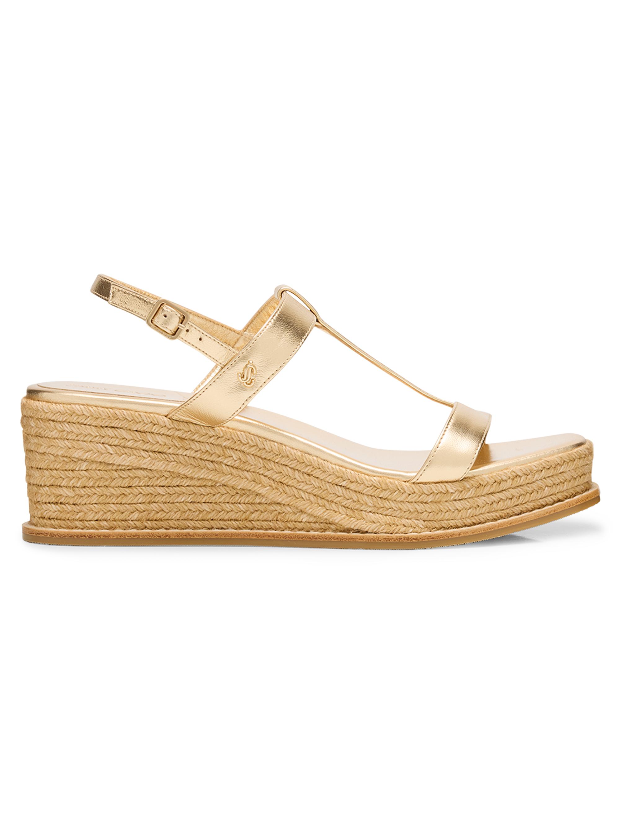 Jimmy Choo Women's Theia 60MM Leather Espadrille Wedge Sandals - Gold