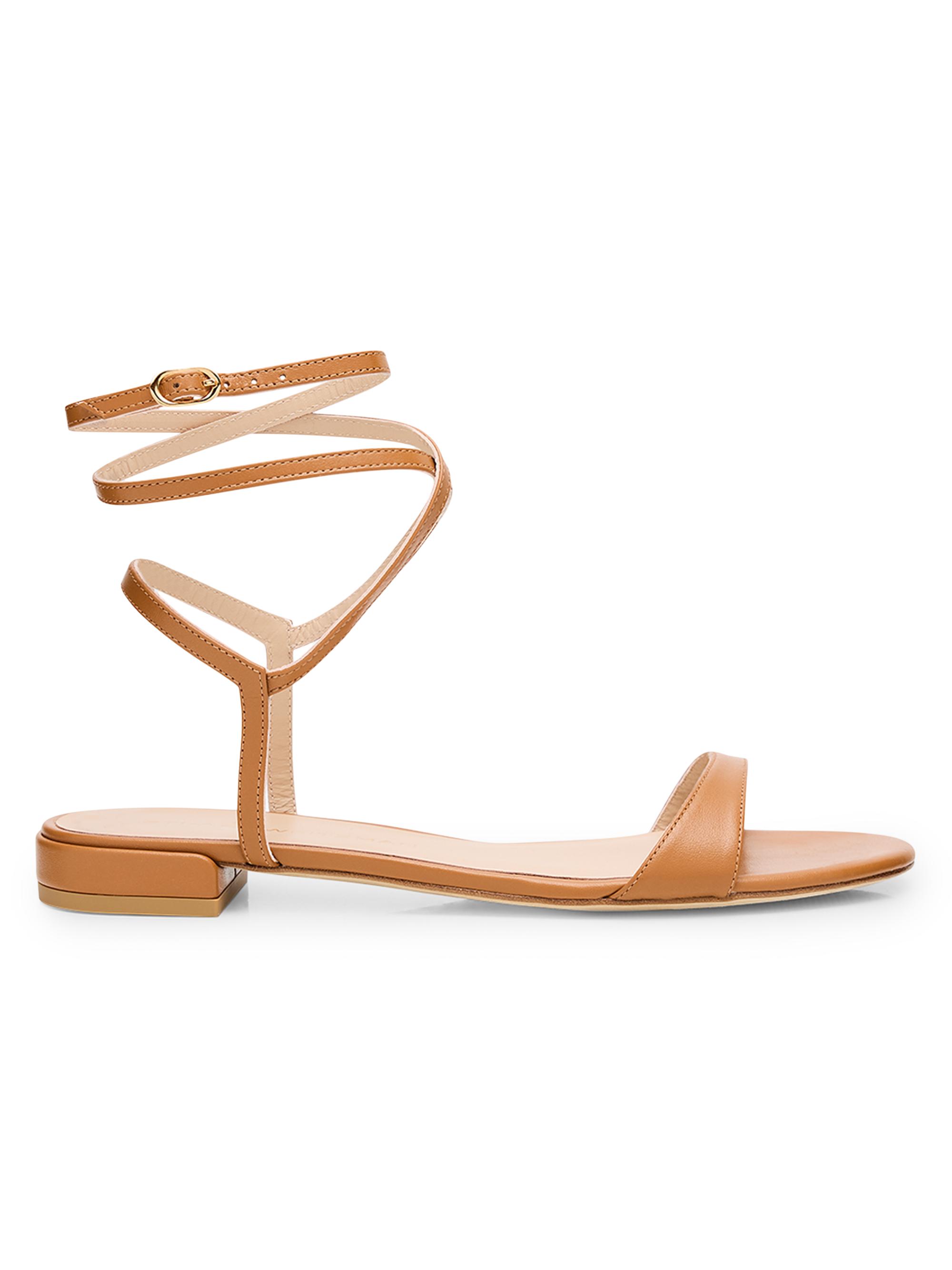 Stuart Weitzman Women's Nudist Ankle-Wrap Leather Sandals - Brown