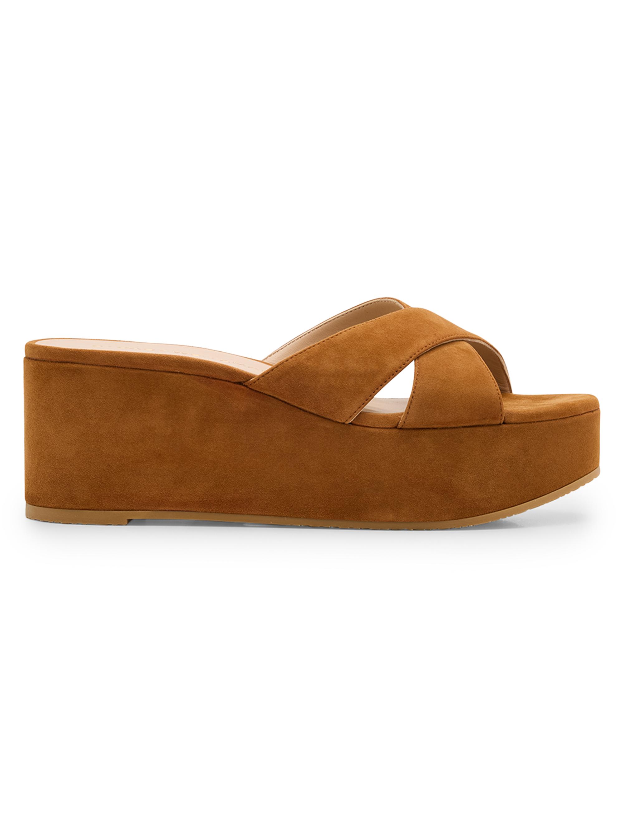 Stuart Weitzman Women's Dayna 65MM Crisscross Suede Wedge Sandals - Brown