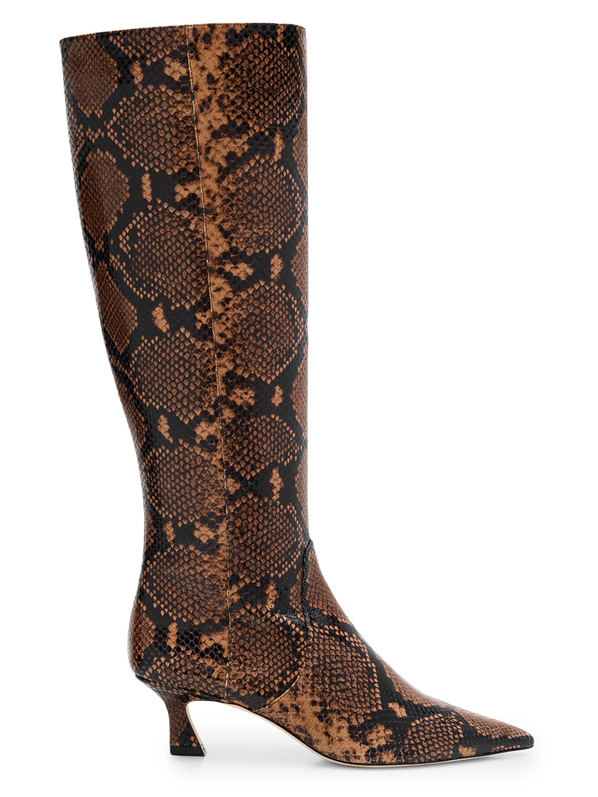 Stuart Weitzman Women's Vinnie 50MM Snake-Embossed Leather Knee-High Boots - Espresso