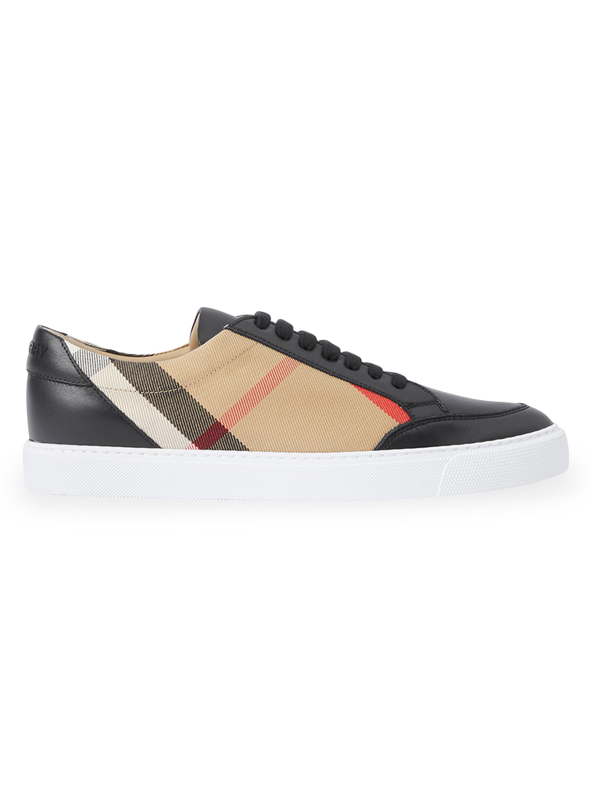 Burberry Women's Salmond Check Leather-Canvas Sneakers - Black