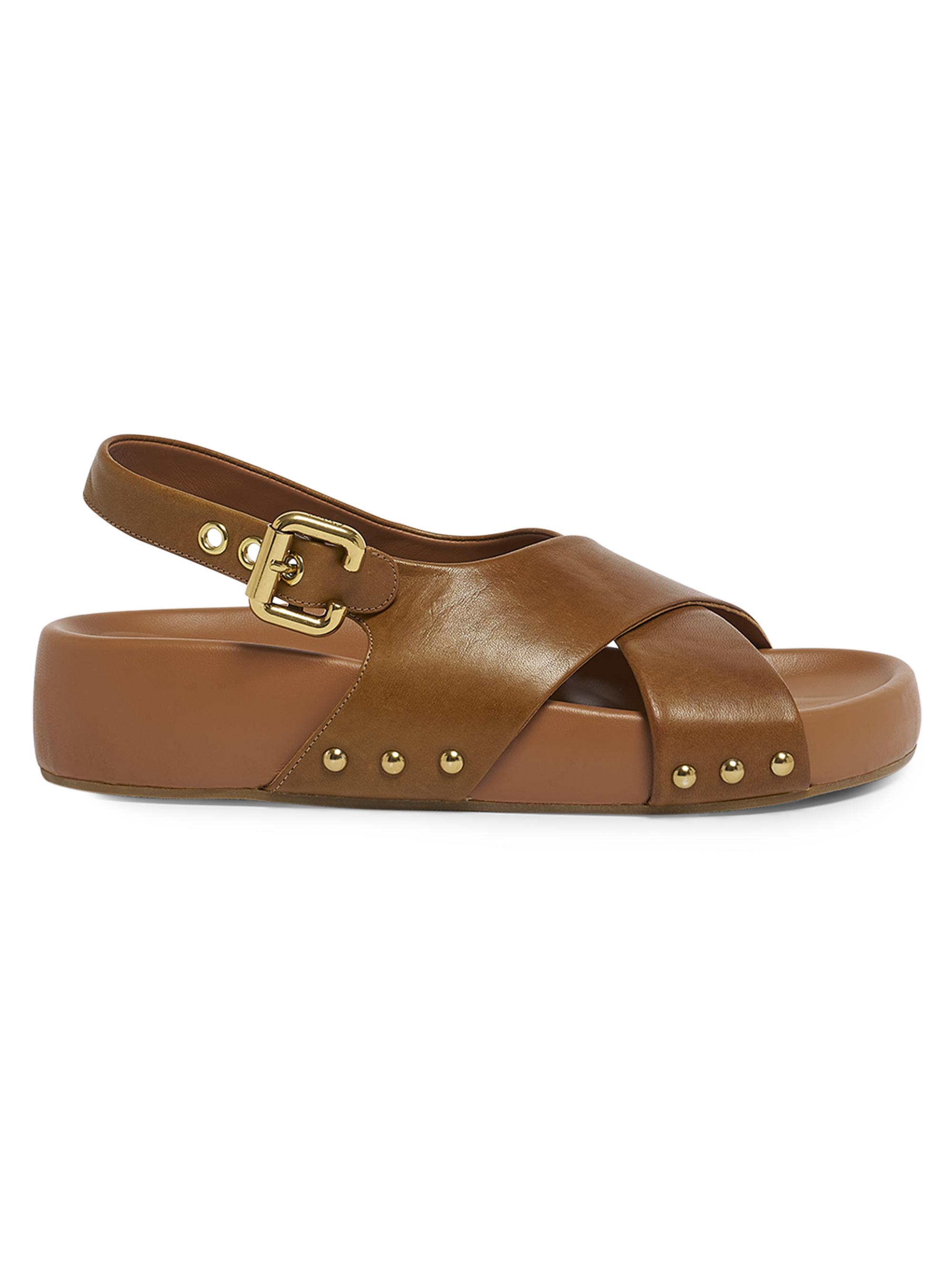 Chloé Women's Mae Paddington Crisscross Leather Slingback Sandals - Brown