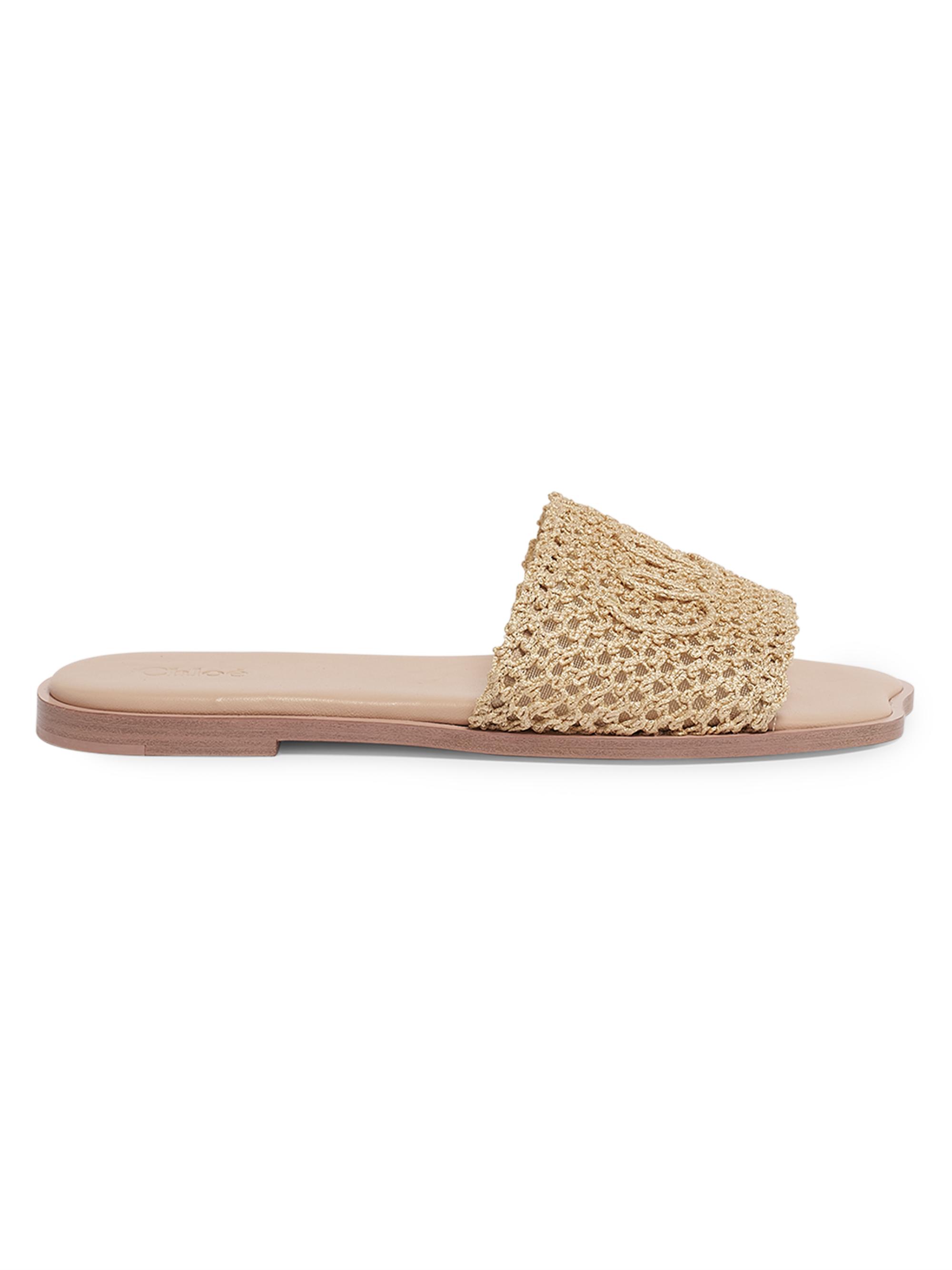 Chloé Women's Soleil Logo Crochet Slides - Light Pink  Sandals