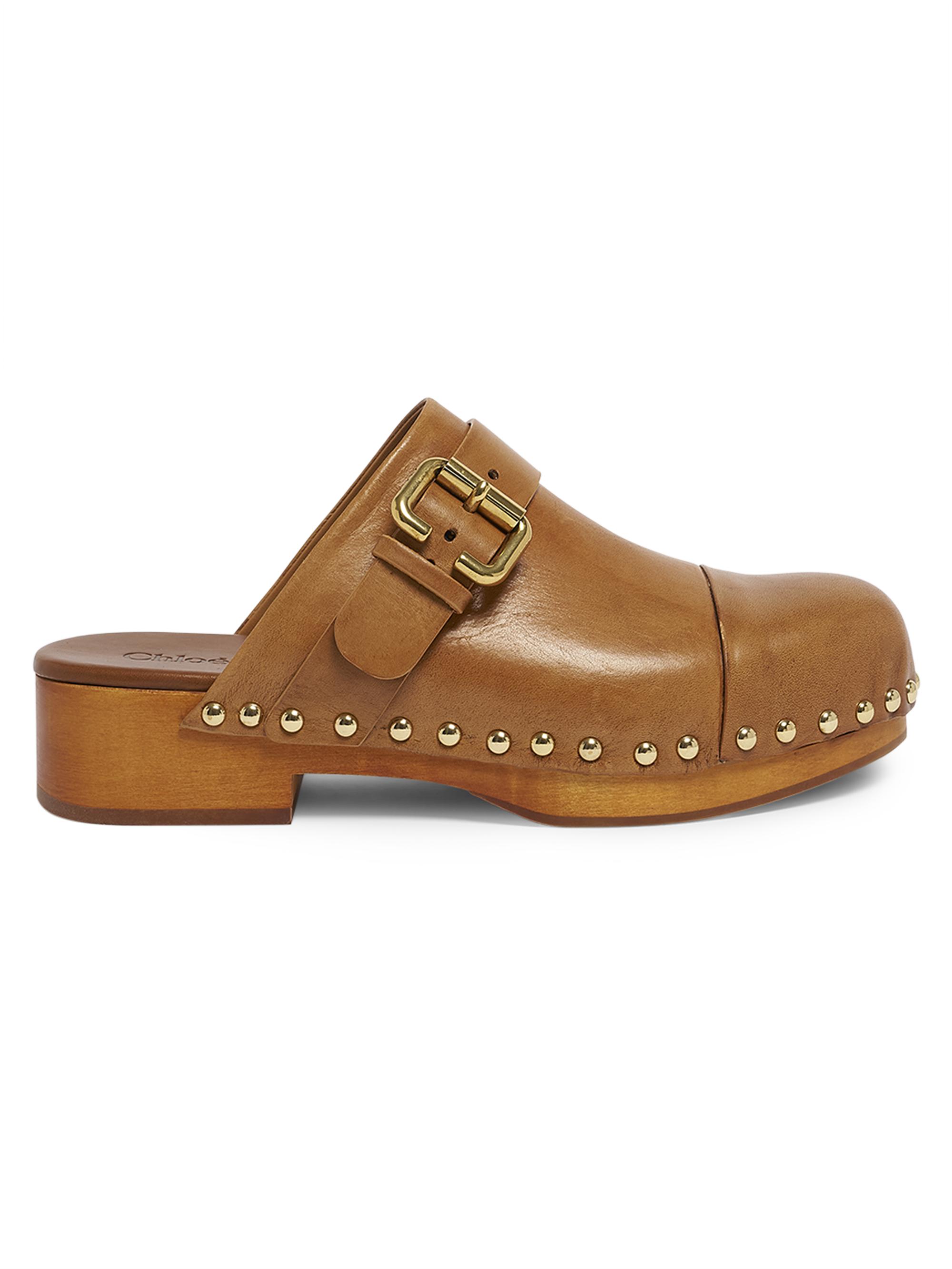 Chloé Women's Jeannette 40MM Buckle Leather Clogs - Brown