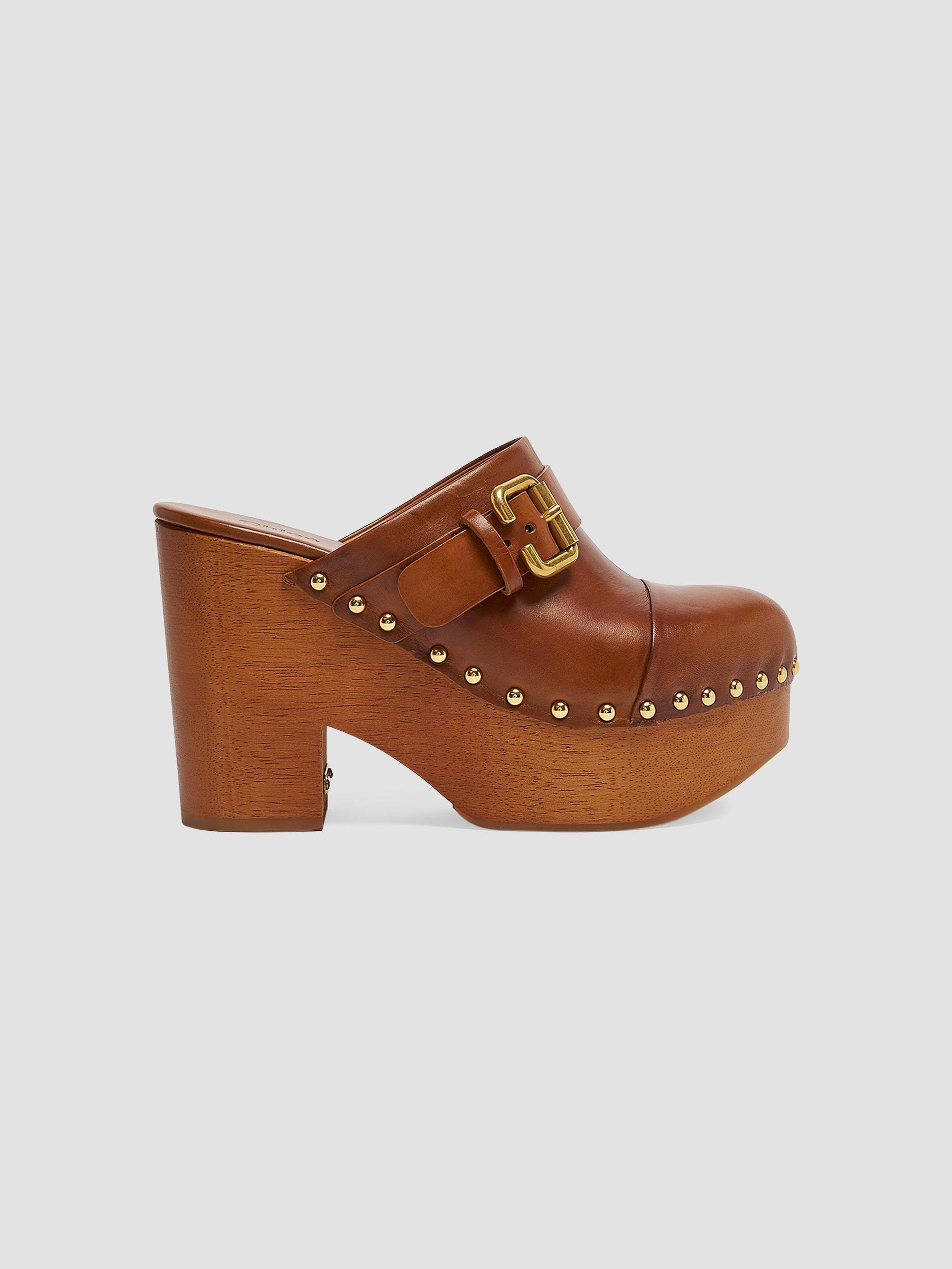 Chloé Women's Jeannette 0MM Leather Platform Clogs - Brown | Thumbnail 7