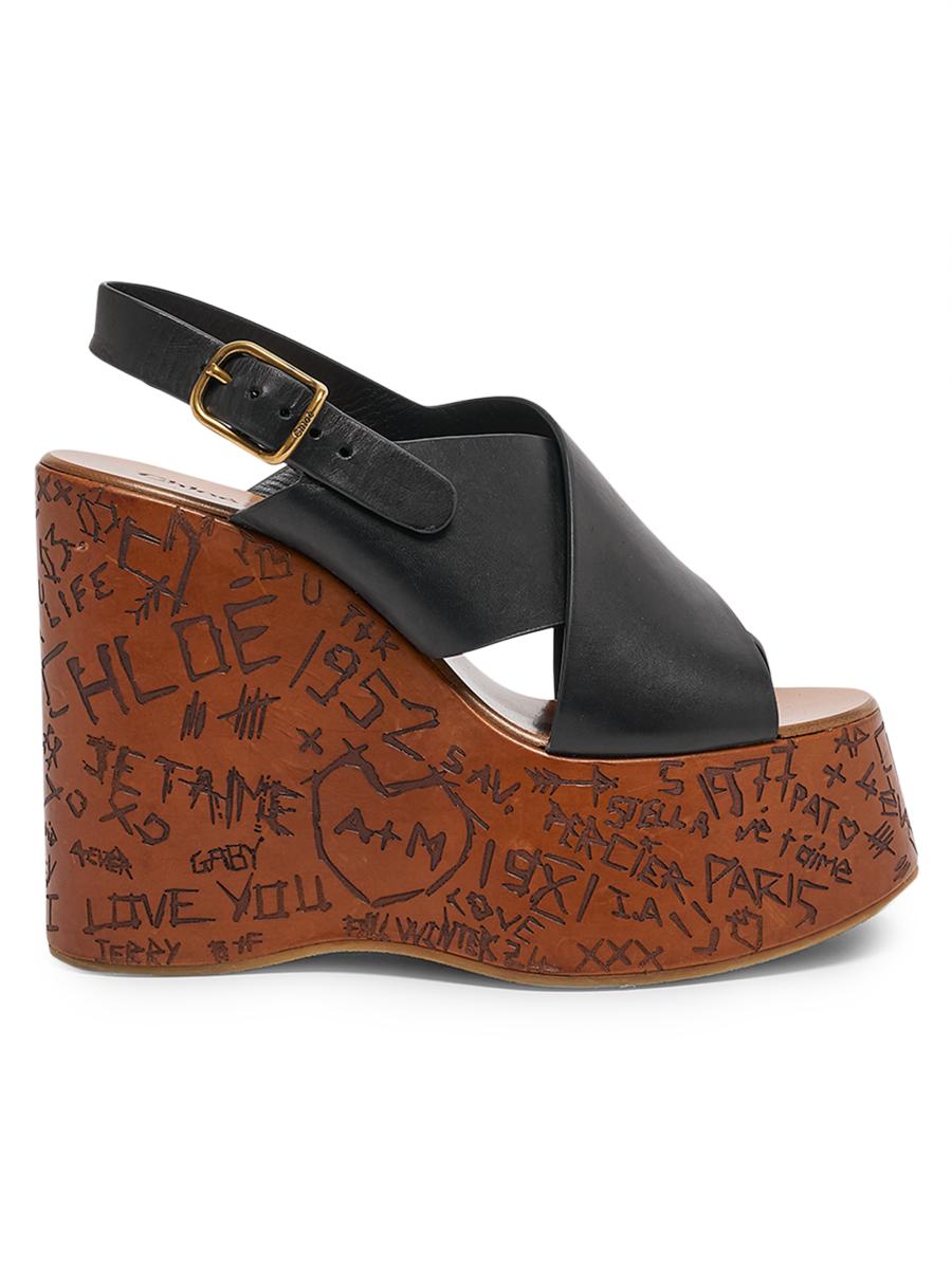 Chloé Women's Maxime 130mm Leather Platform Sandals In Black