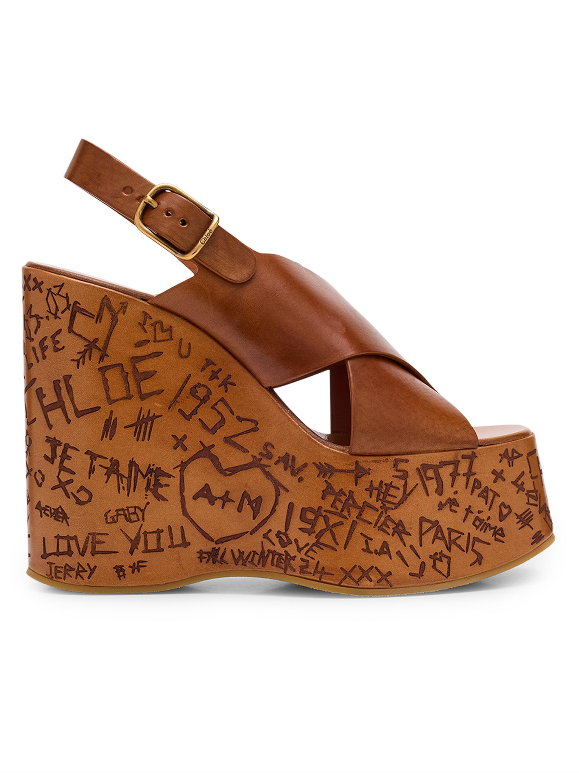 【美品】Chloé ファブリック ウェッジソール 35 厚底 約22㌢ Chloé Maxime Leather Wedge Sandals | Saks Fifth Avenue