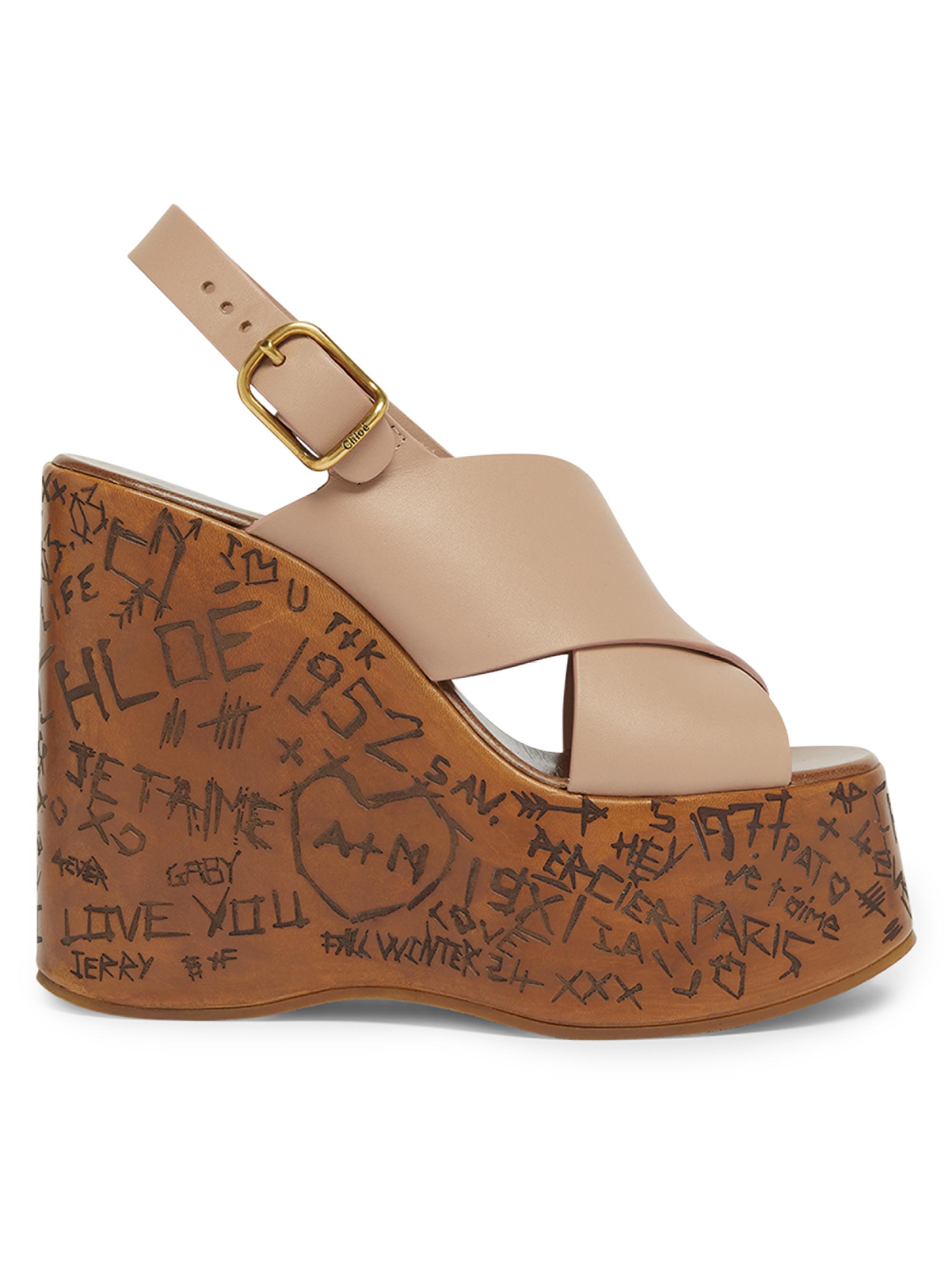 Chloé Women's Maxime 130MM Leather Platform Wedge Sandals - Blush