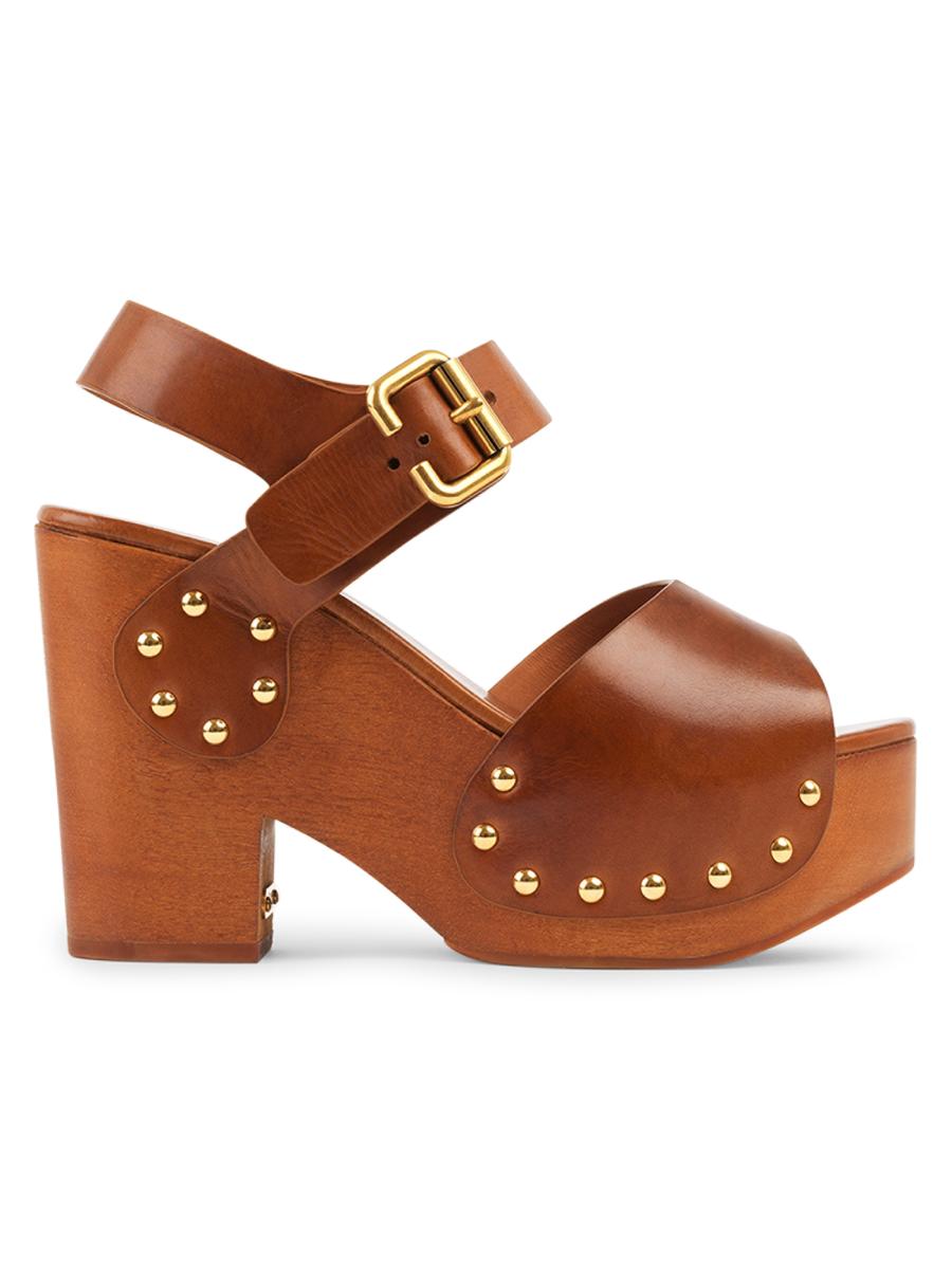 Chloé Women's Jeannette 60mm Leather Platform Sandals In Brown