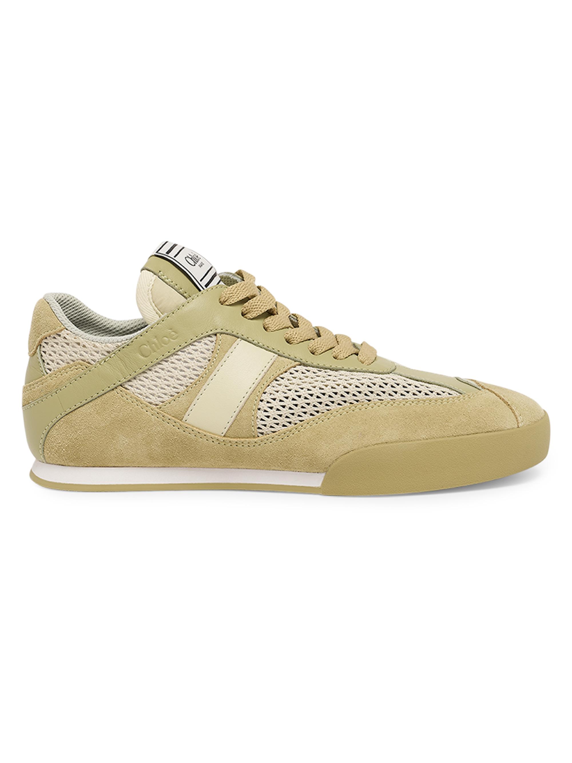 Chloé Women's Kick Leather-Suede Low-Top Sneakers - Khaki